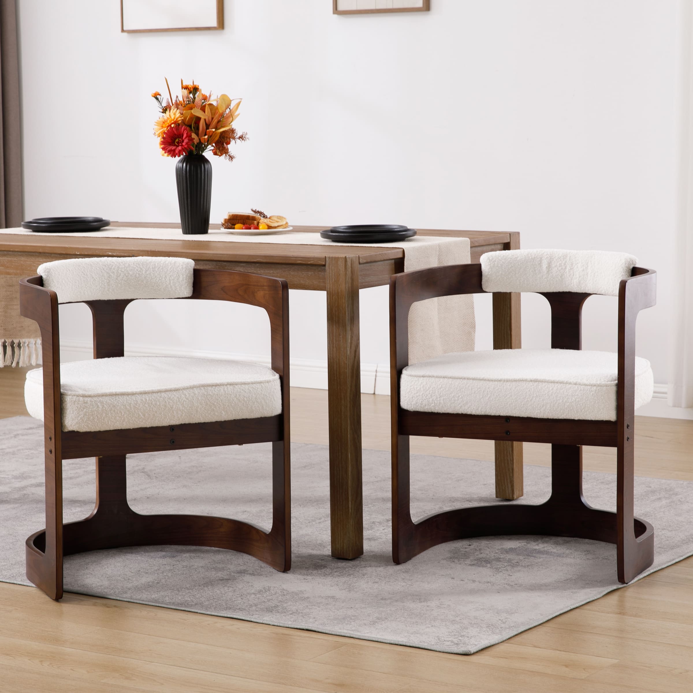 EALSON Black Wood Frame Barrel Dining Chair 1 PCS - 7083DC