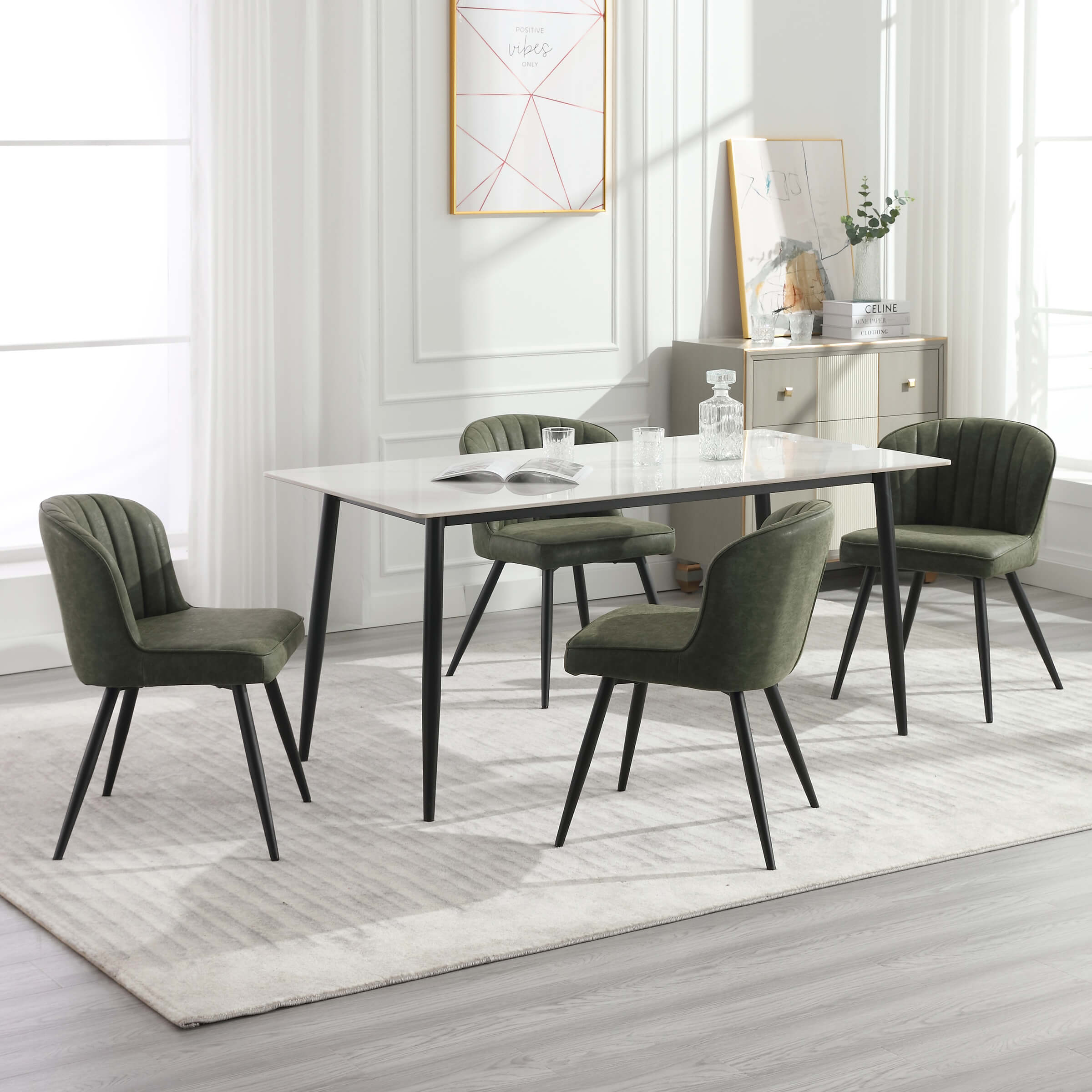 ROCITY Dining Chairs with Metal Legs Set of 2 - 8696DC