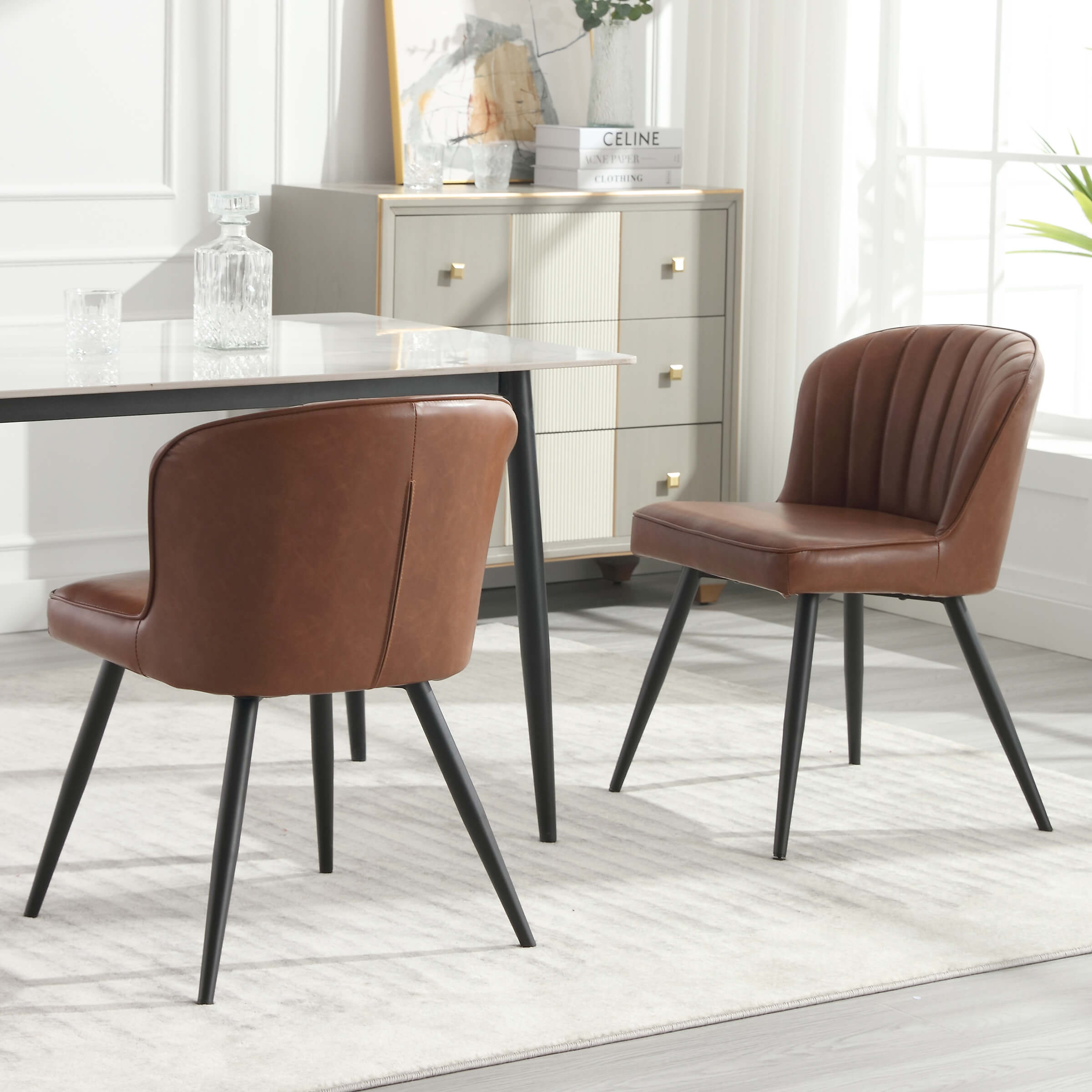ROCITY Dining Chairs with Metal Legs Set of 2 - 8696DC