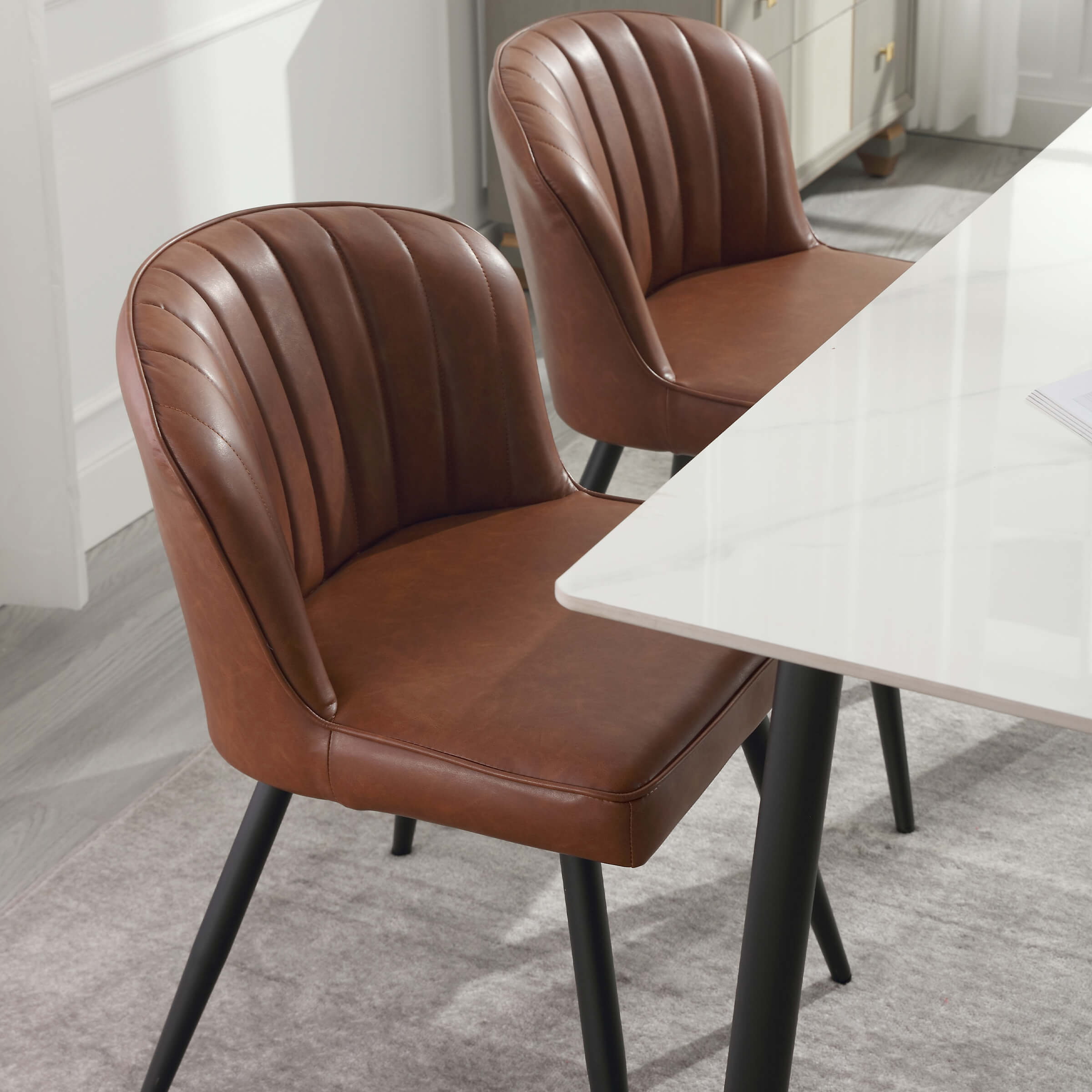 ROCITY Dining Chairs with Metal Legs Set of 2 - 8696DC