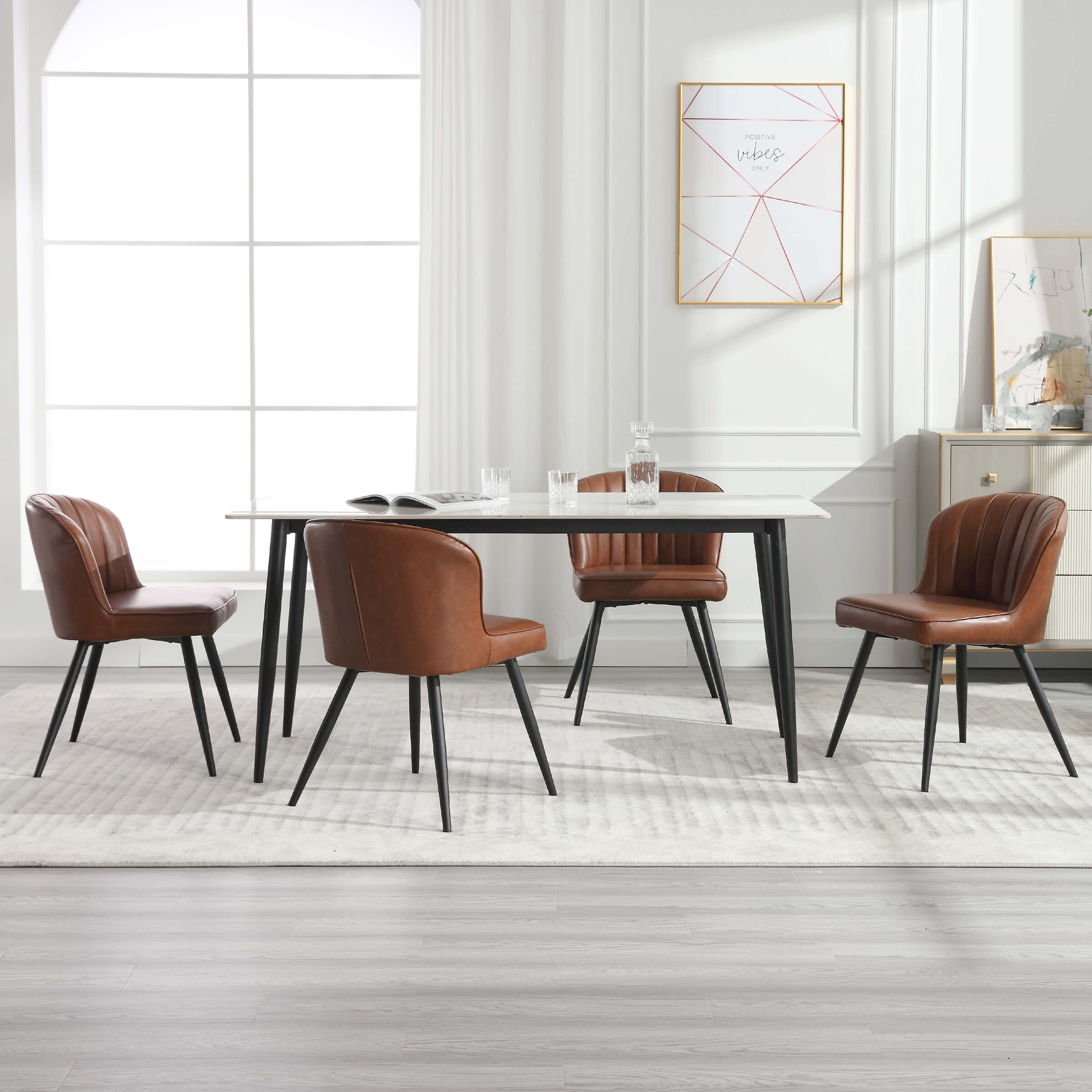 ROCITY Dining Chairs with Metal Legs Set of 2 - 8696DC