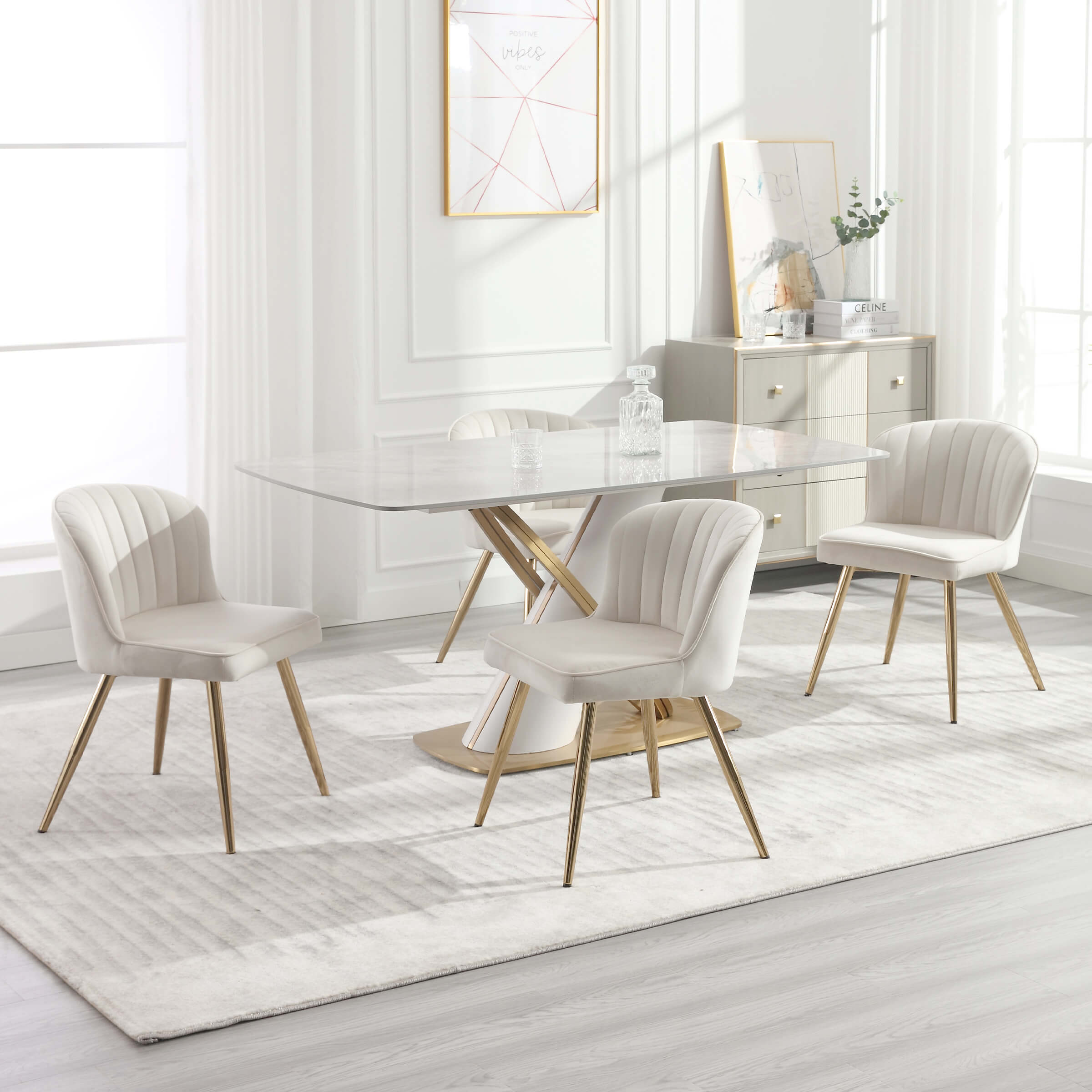 ROCITY Dining Chairs with Metal Legs Set of 2 - 8696DC