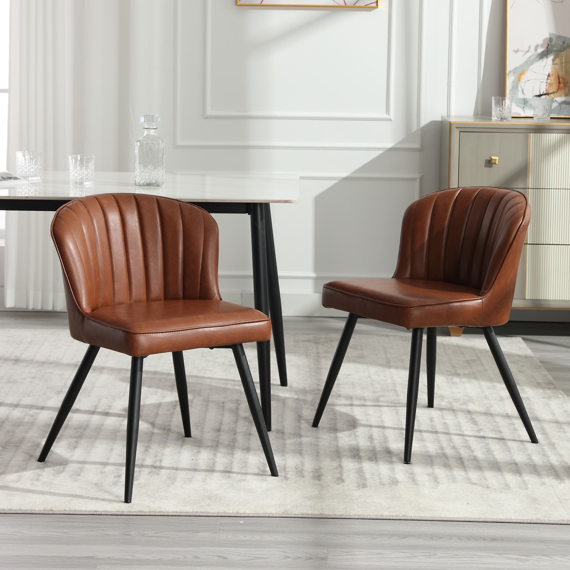 ROCITY Dining Chairs with Metal Legs Set of 2 - 8696DC