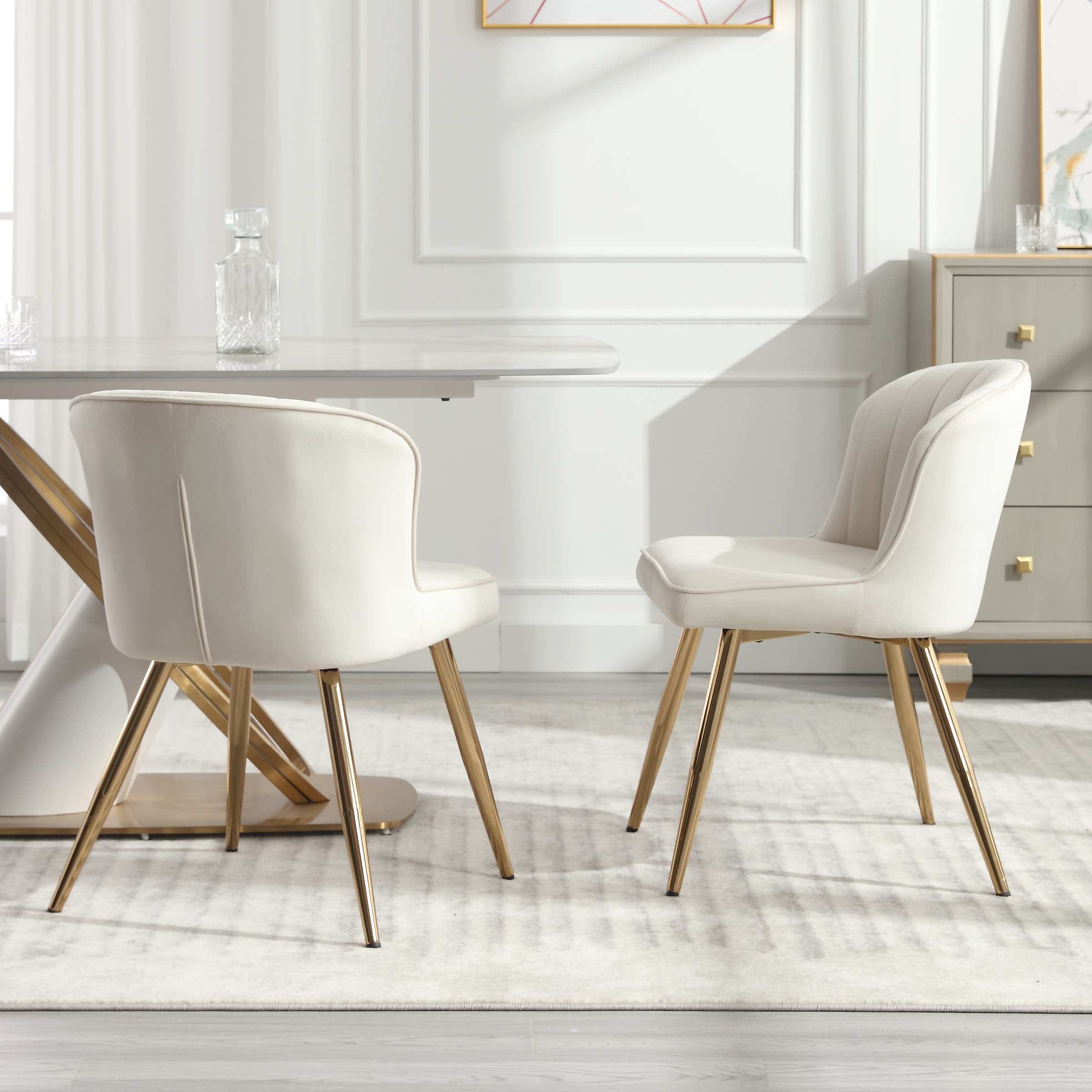 ROCITY Dining Chairs with Metal Legs Set of 2 - 8696DC