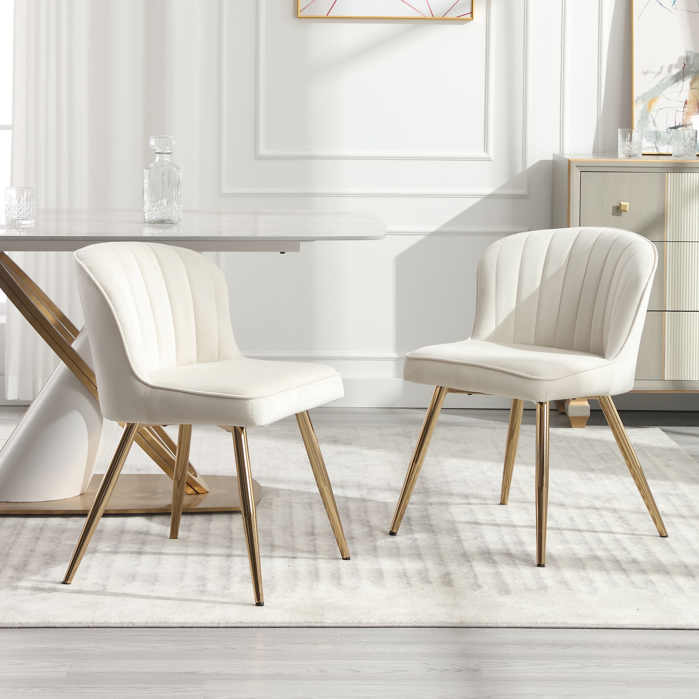 ROCITY Dining Chairs with Metal Legs Set of 2 - 8696DC