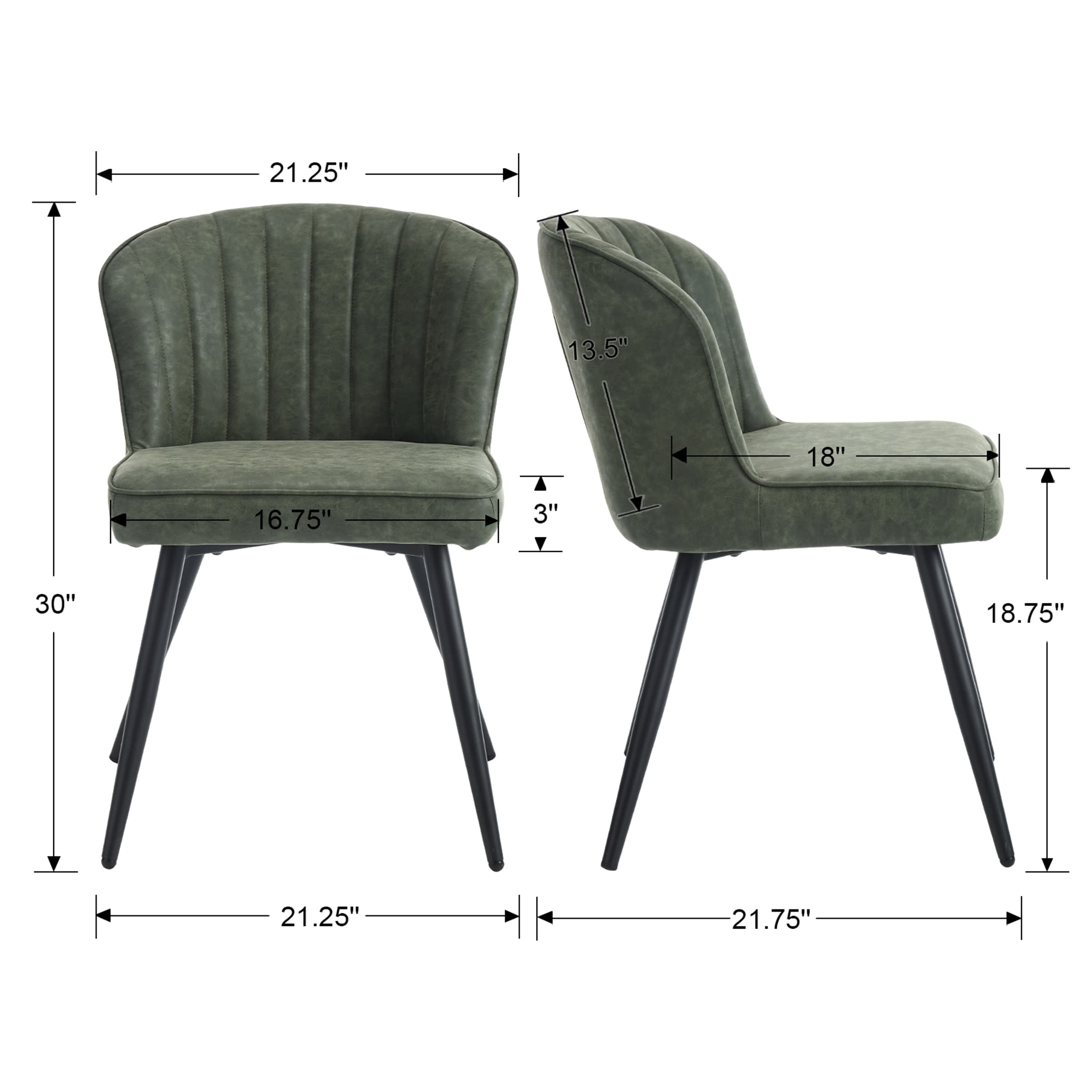 ROCITY Dining Chairs with Metal Legs Set of 2 - 8696DC