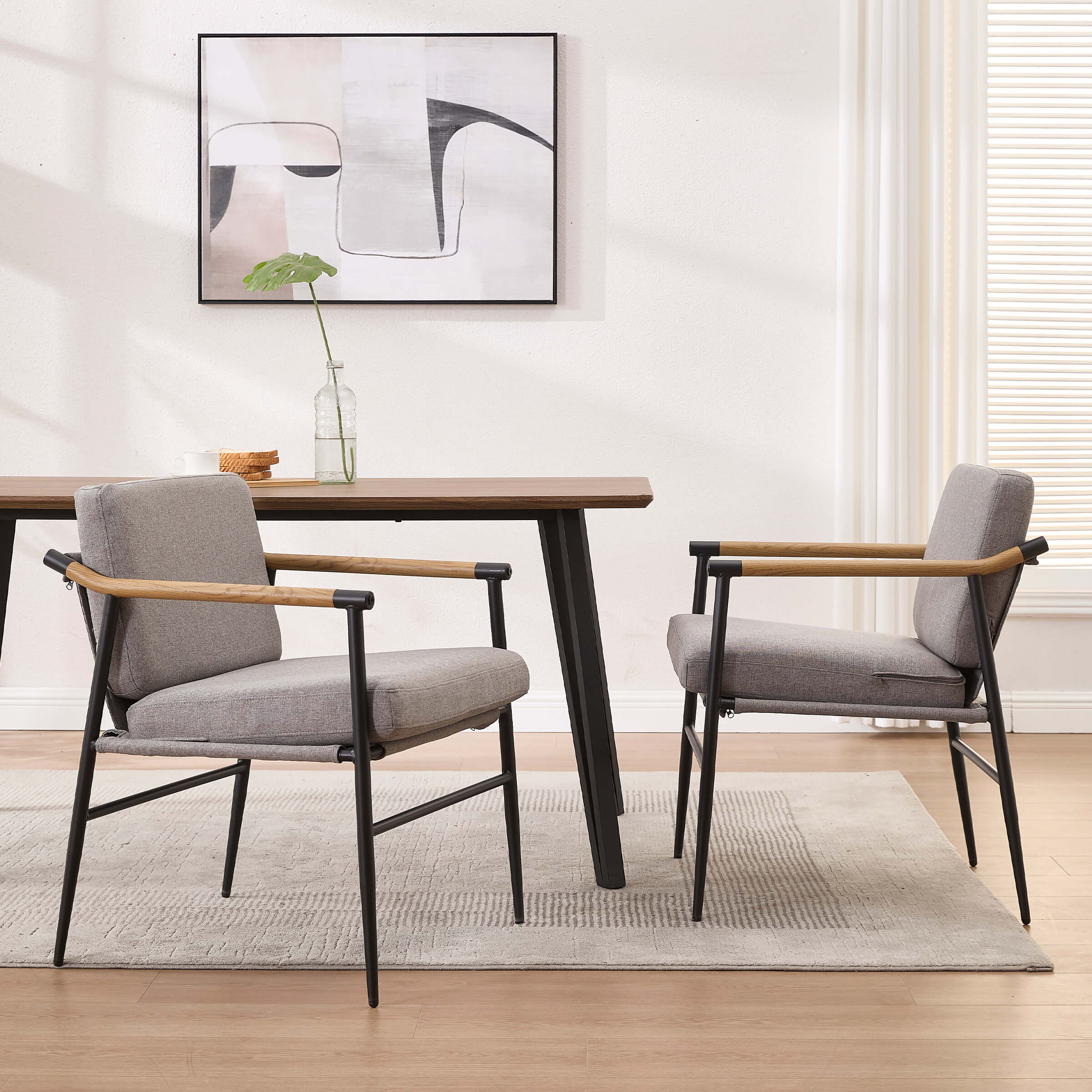 VESCASA Dining Room Chairs with Black Metal Legs Set of 2 - 35027DC