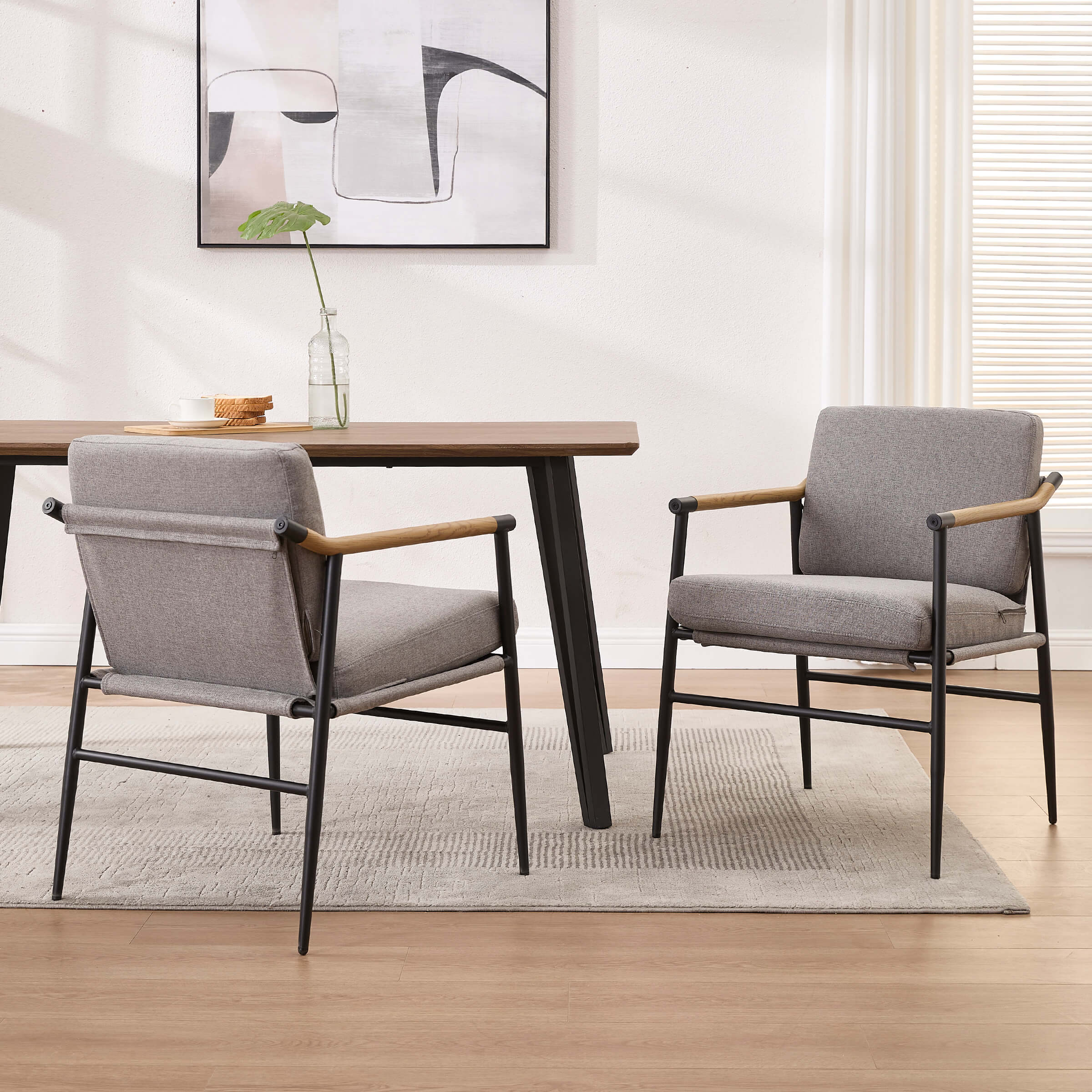 VESCASA Dining Room Chairs with Black Metal Legs Set of 2 - 35027DC