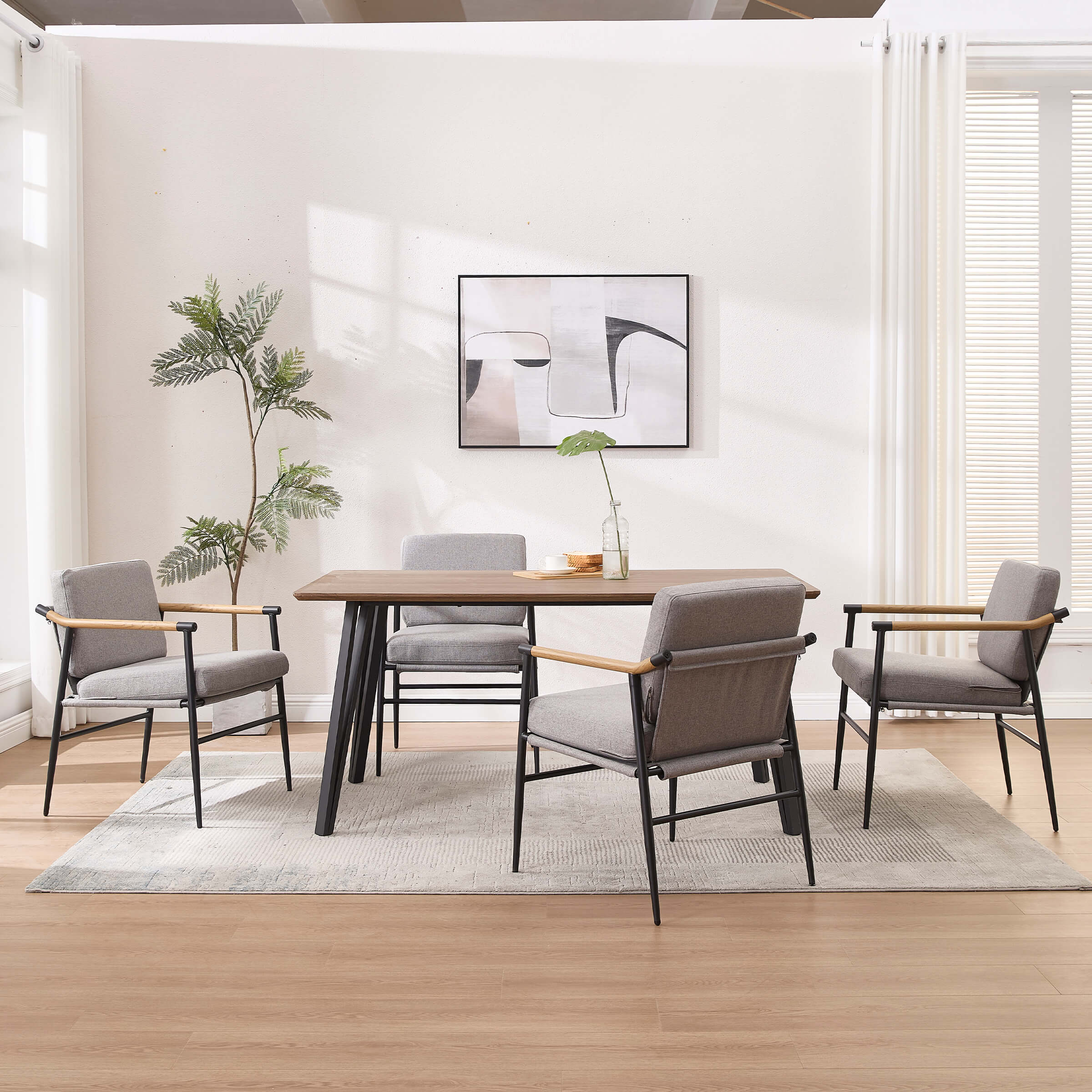 VESCASA Dining Room Chairs with Black Metal Legs Set of 2 - 35027DC