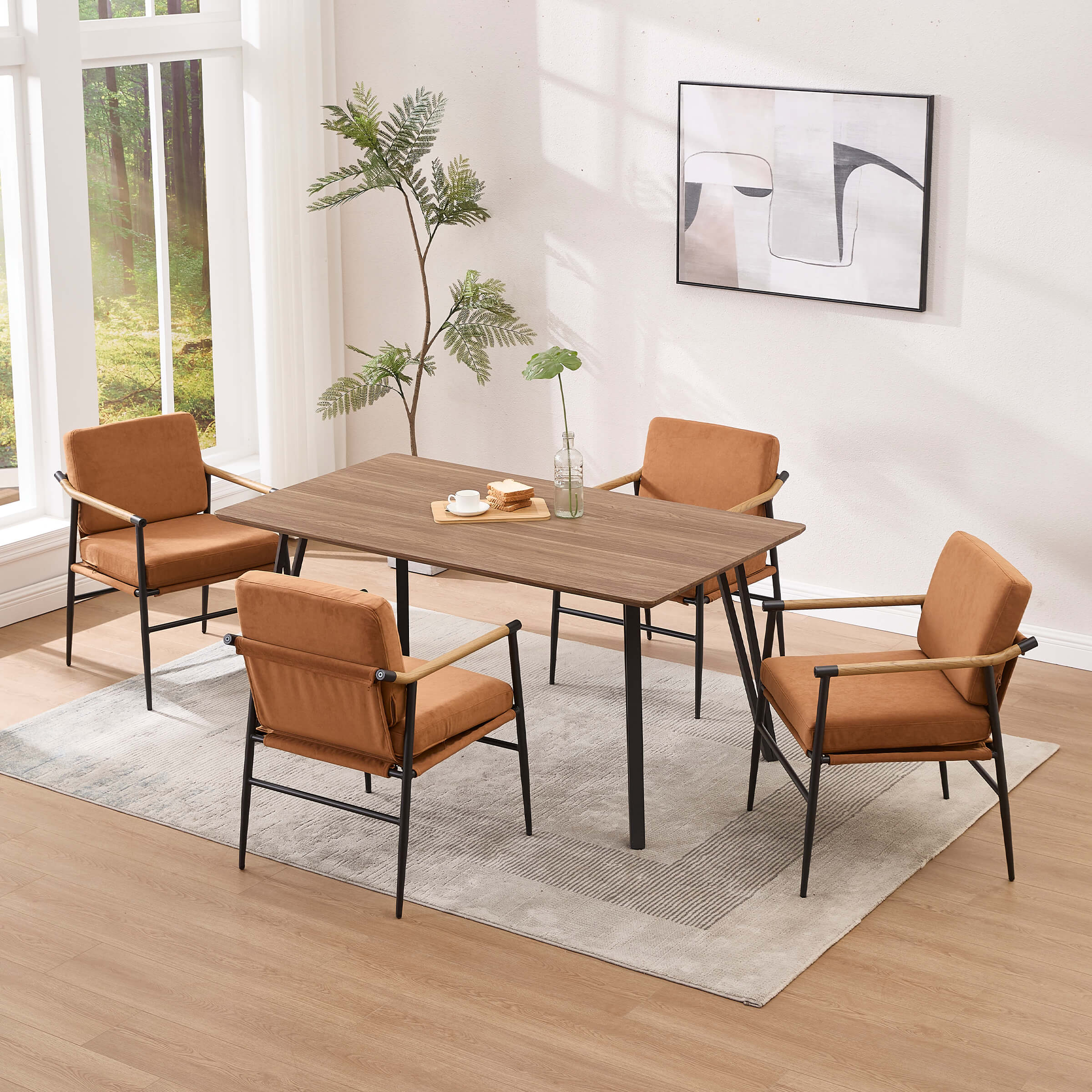 VESCASA Dining Room Chairs with Black Metal Legs Set of 2 - 35027DC