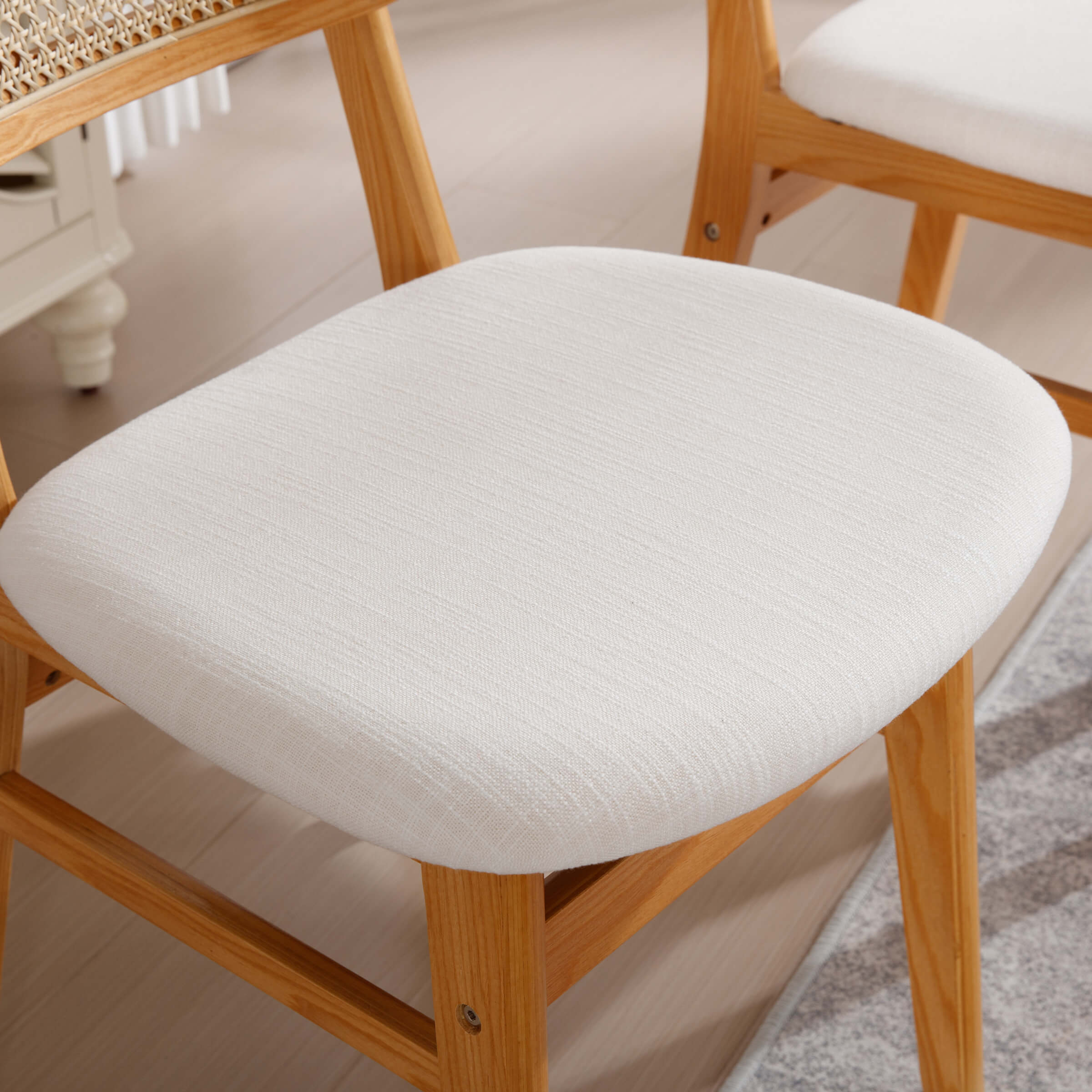 ROCITY Farmhouse Cane Back Dining Chairs Set of 2 - 8009DC