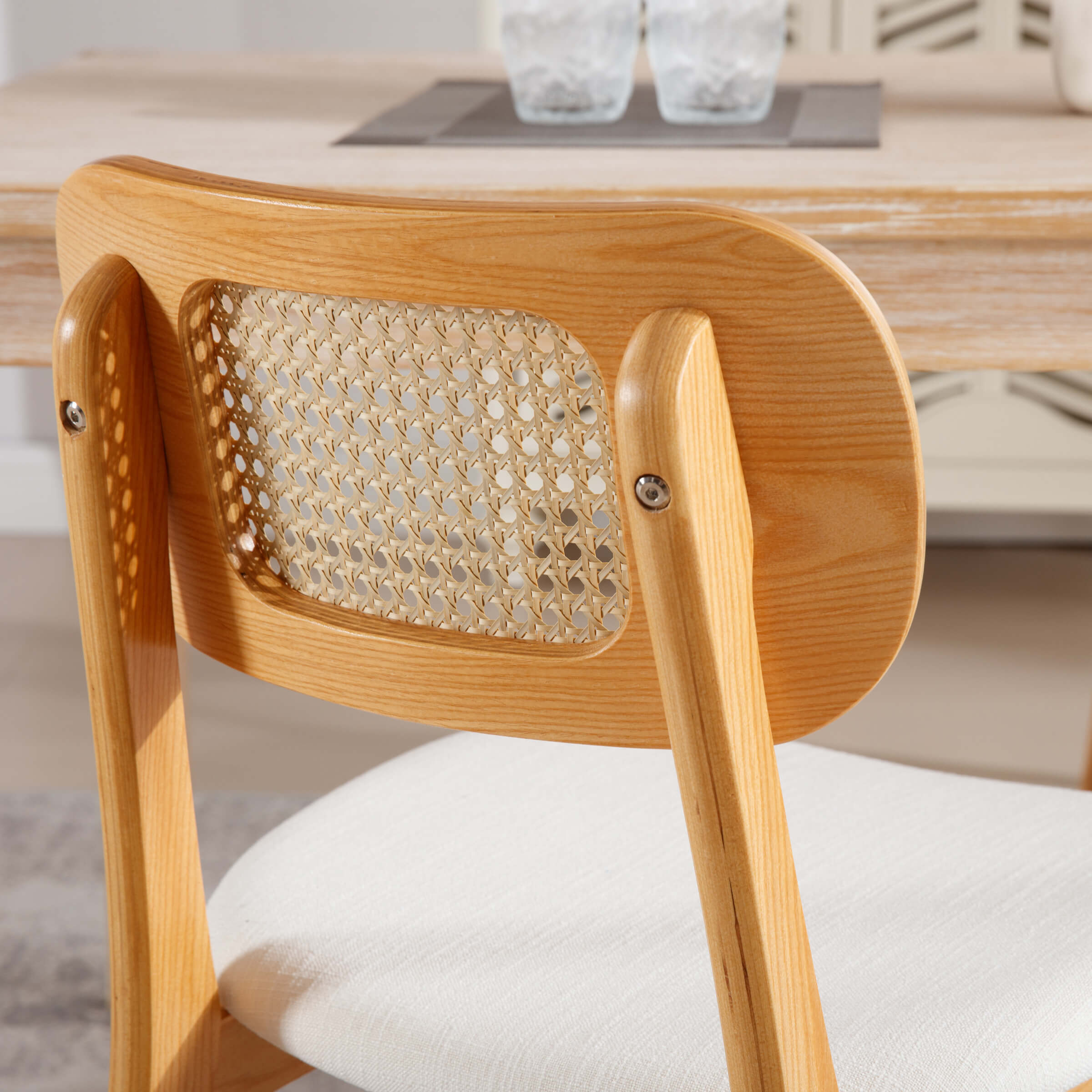 ROCITY Farmhouse Cane Back Dining Chairs Set of 2 - 8009DC