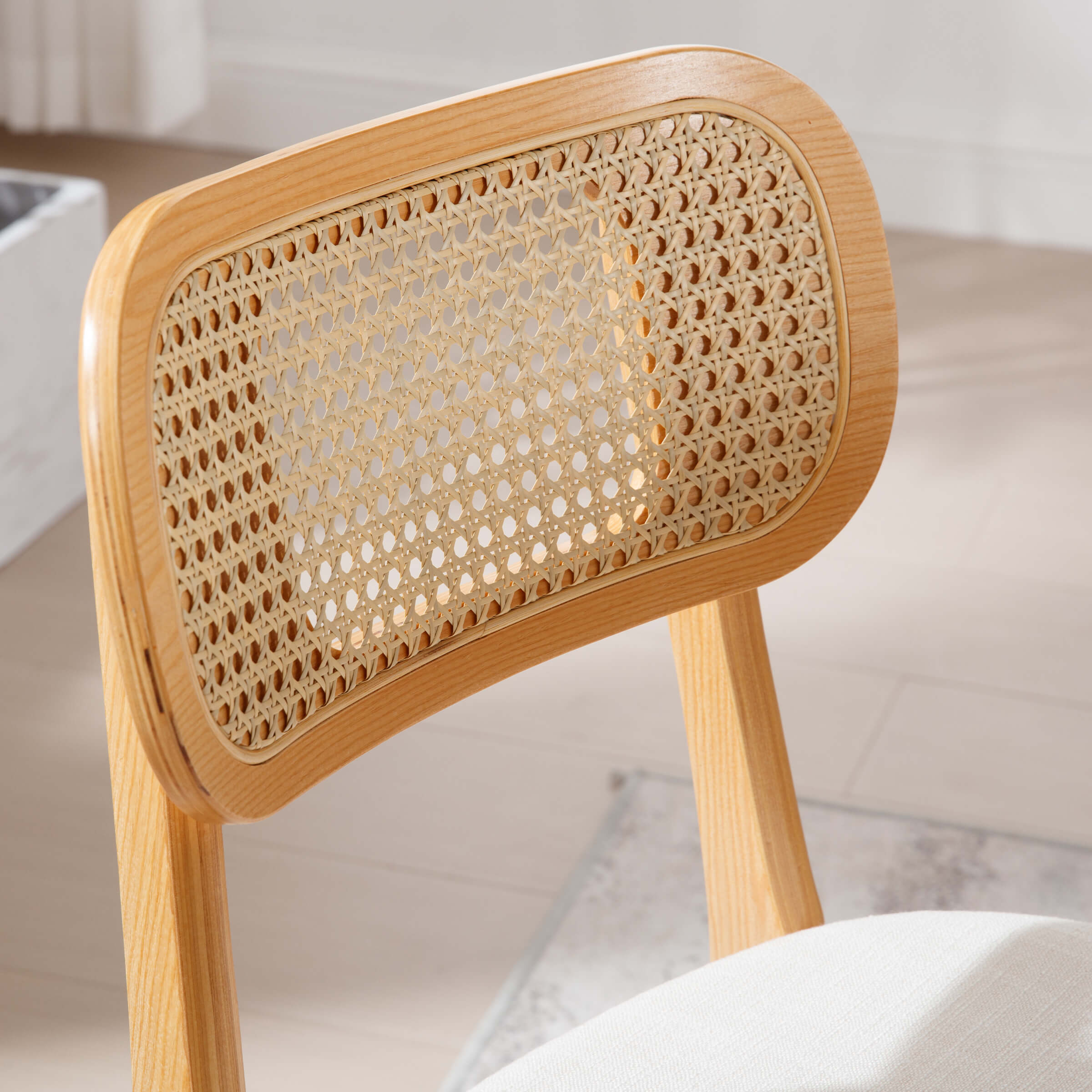 ROCITY Farmhouse Cane Back Dining Chairs Set of 2 - 8009DC