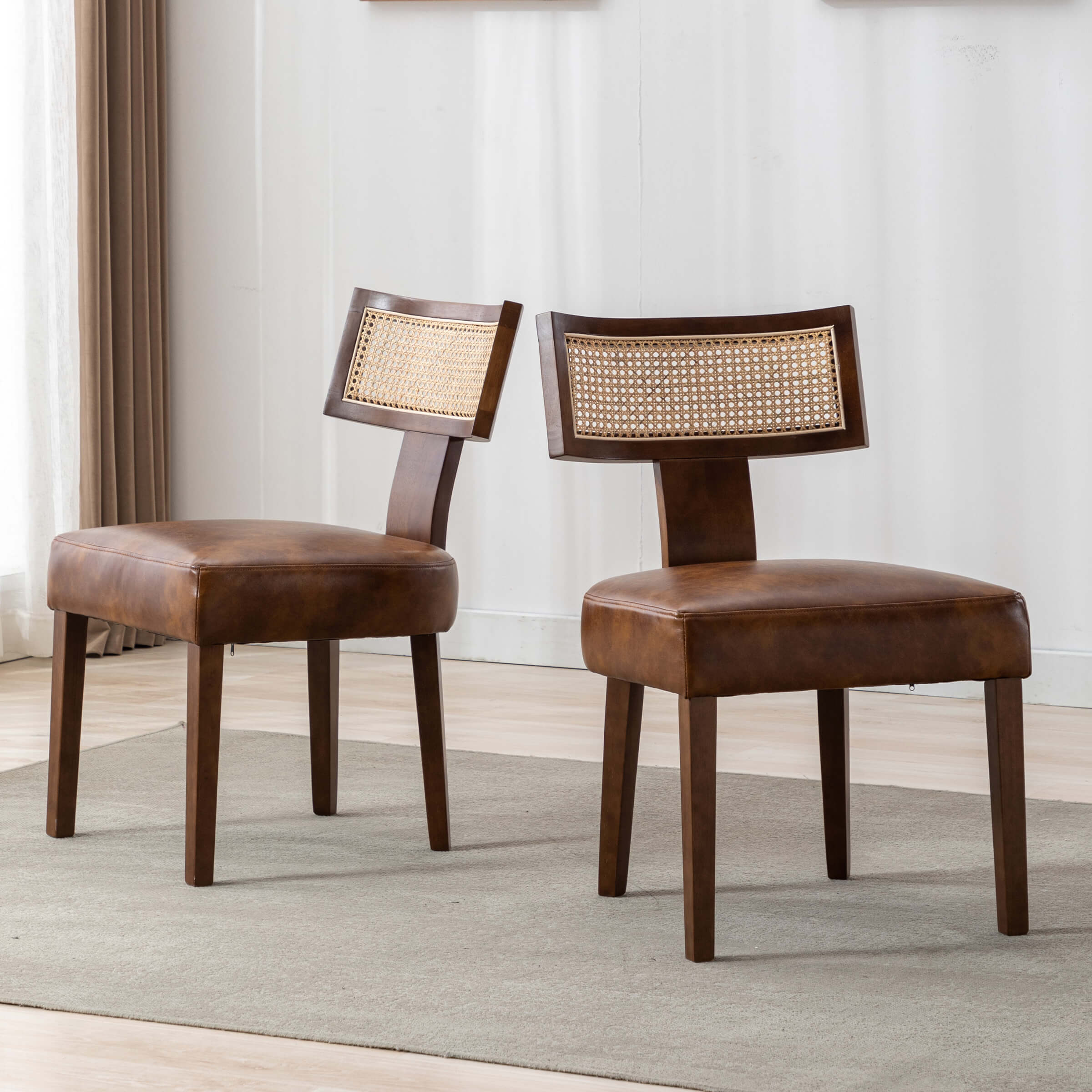 EALSON Farmhouse Rattan Back Dining Chairs Set of 2 - 1918DC