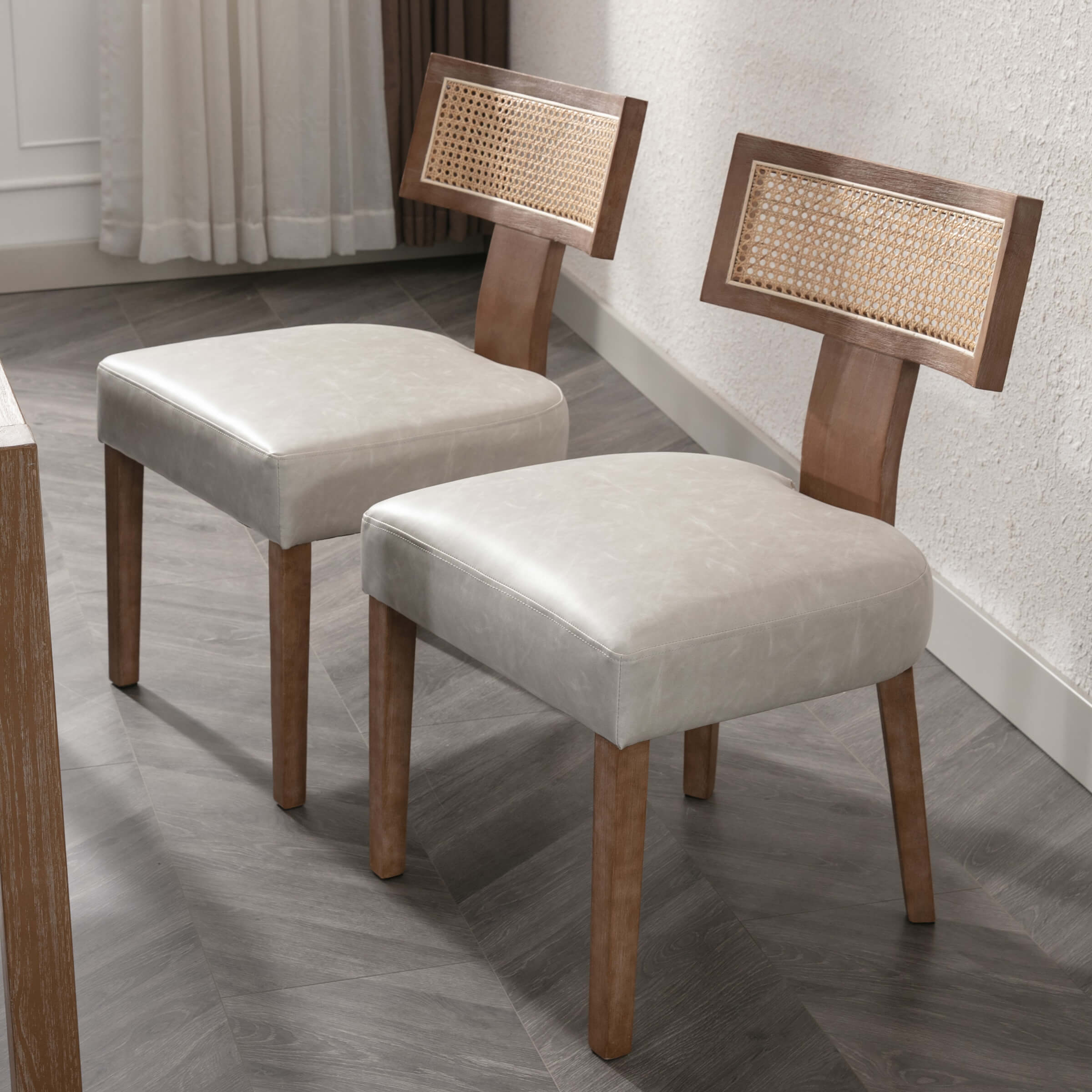 EALSON Farmhouse Rattan Back Dining Chairs Set of 2 - 1918DC