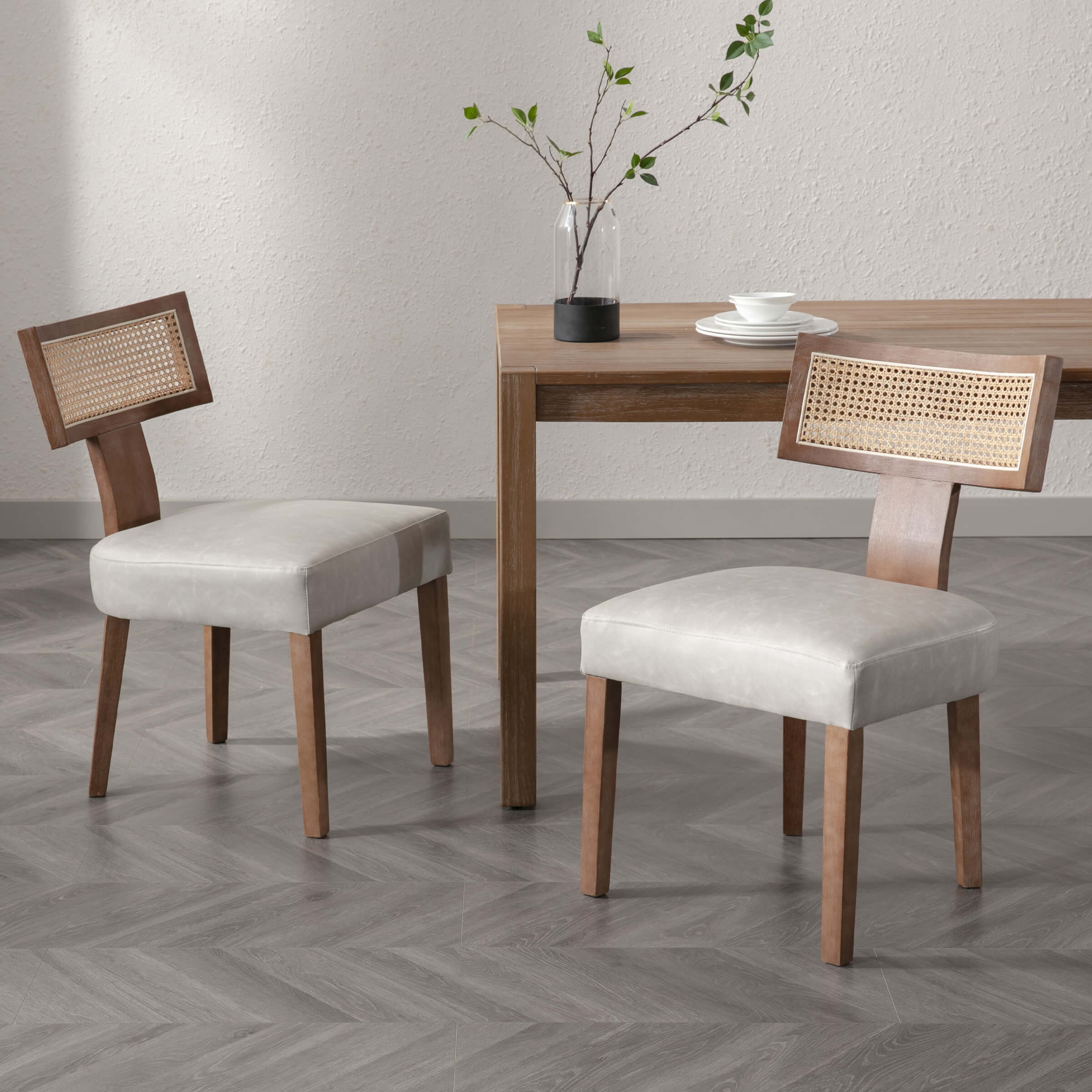 EALSON Farmhouse Rattan Back Dining Chairs Set of 2 - 1918DC