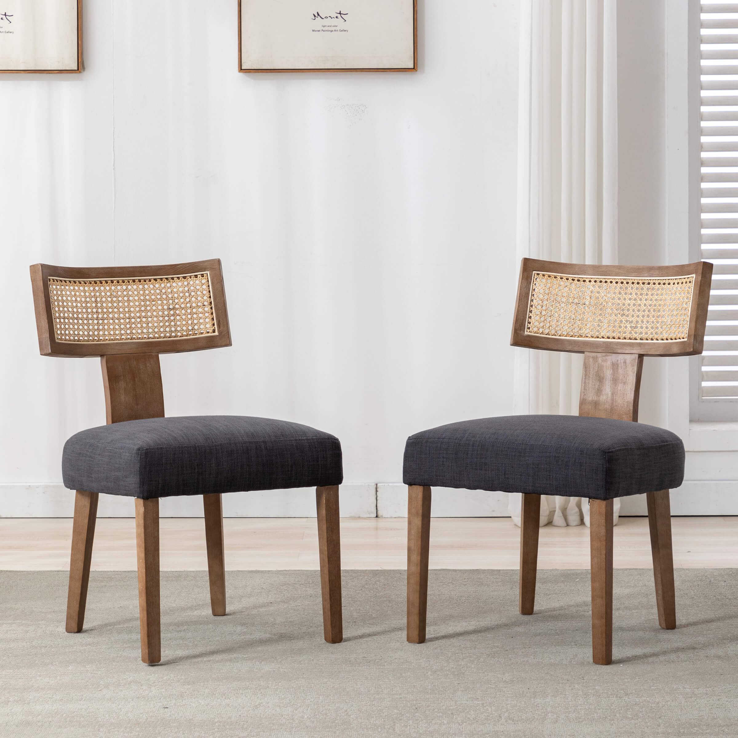 EALSON Farmhouse Rattan Back Dining Chairs Set of 2 - 1918DC