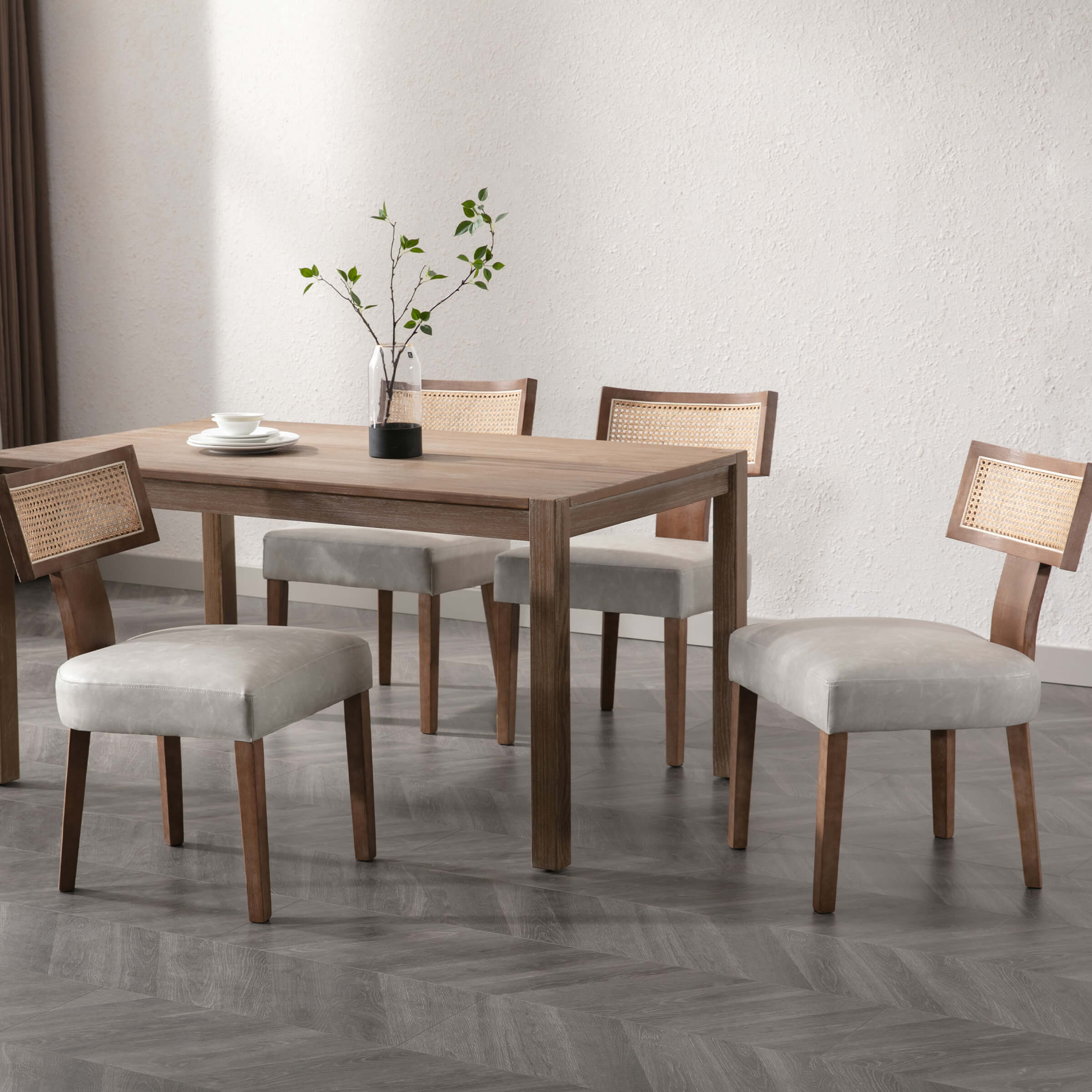 EALSON Farmhouse Rattan Back Dining Chairs Set of 2 - 1918DC