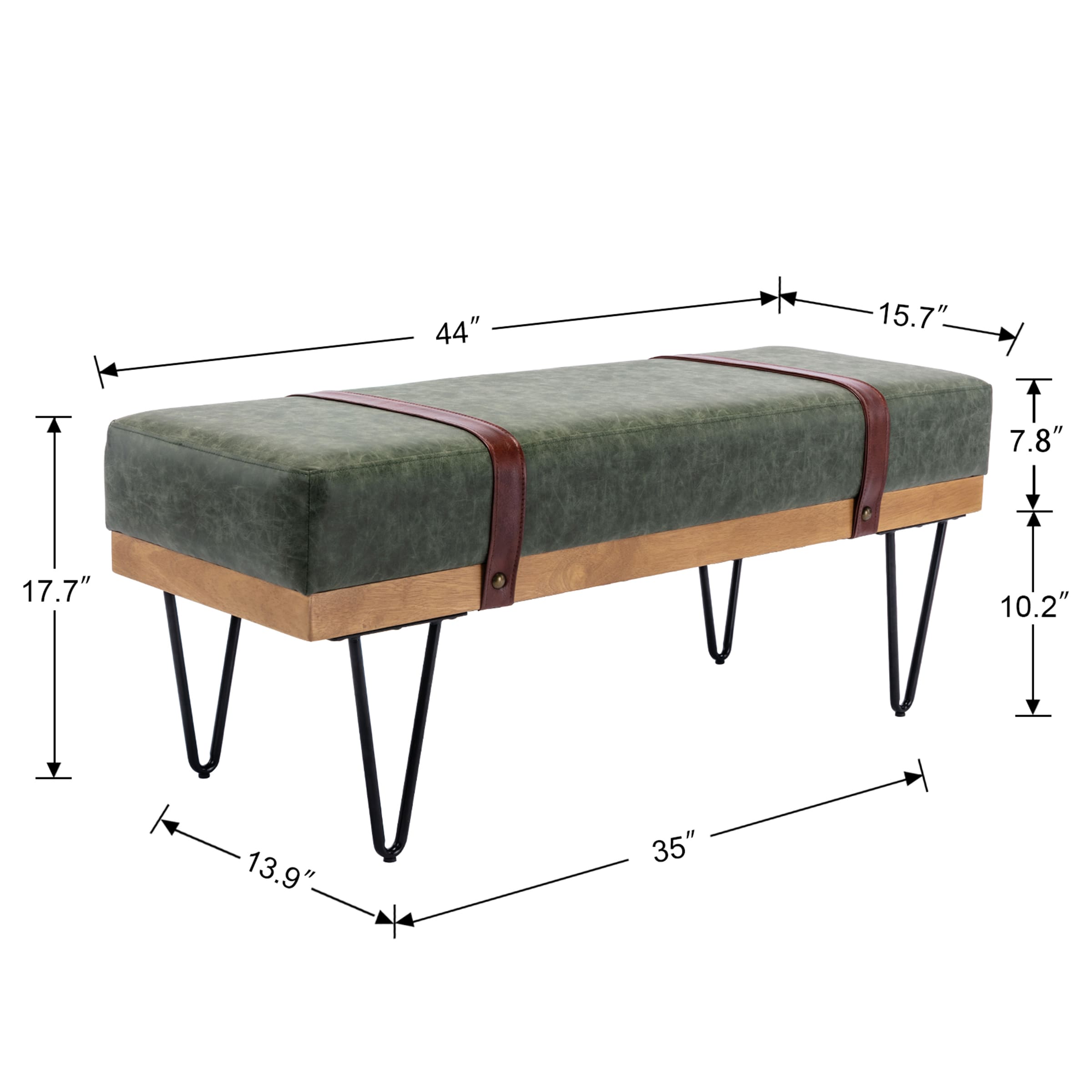 ROCITY Industrial Modern Rectangle Bench - 2304BH