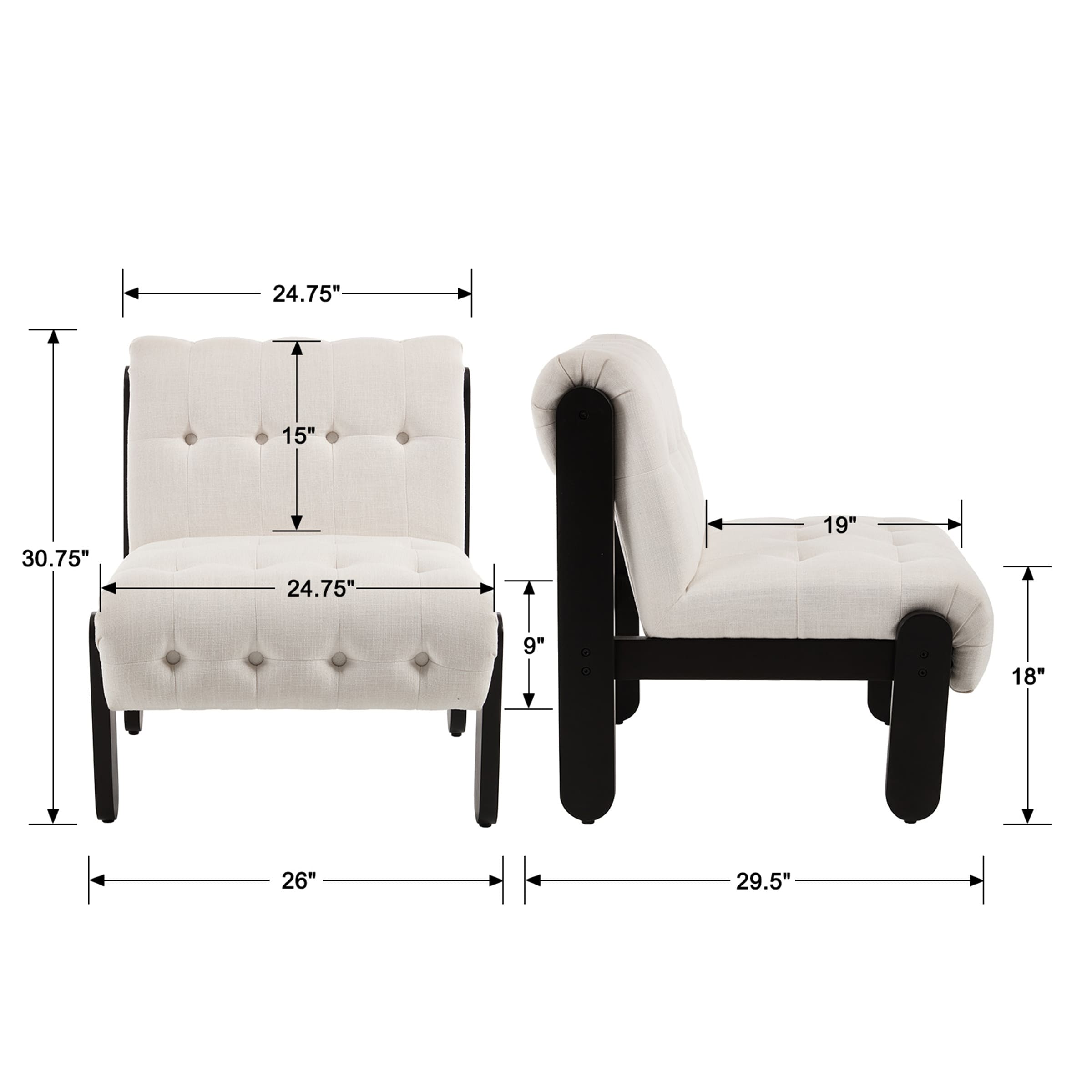 EALSON Living Room Armless Accent Chair - 30032AC