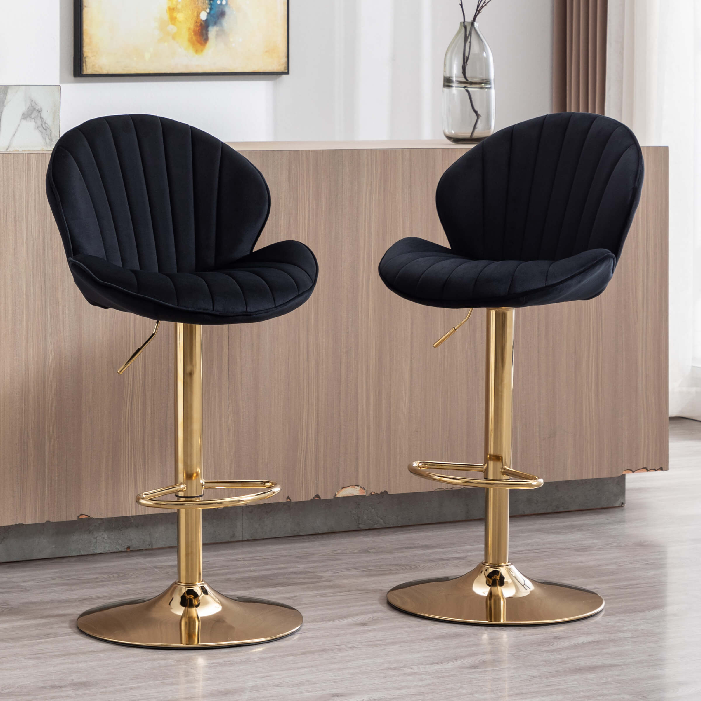 CHICAURA Modern Adjustable Swivel Bar Stools Set of 2 - 9022AB