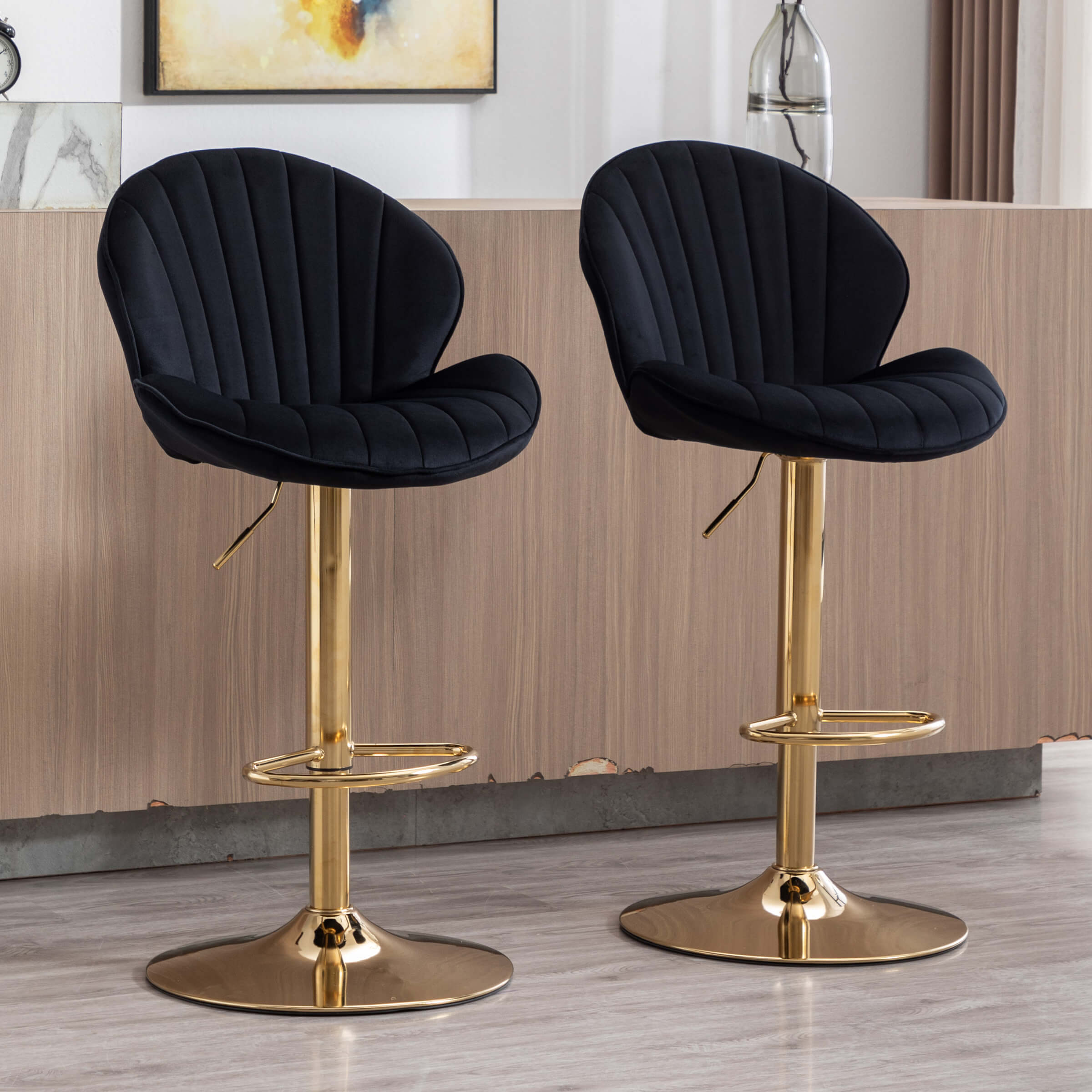 CHICAURA Modern Adjustable Swivel Bar Stools Set of 2 - 9022AB