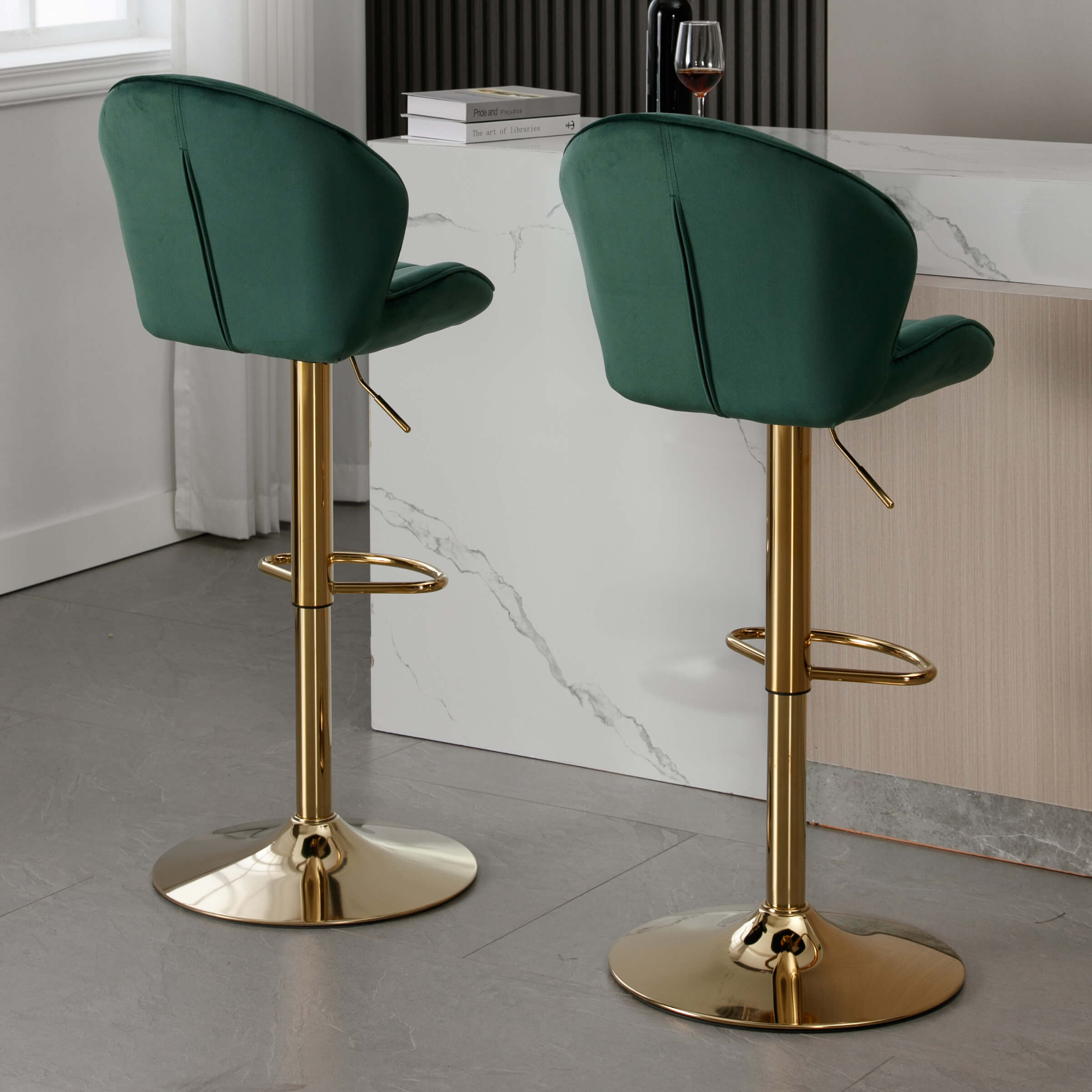 CHICAURA Modern Adjustable Swivel Bar Stools Set of 2 - 9022AB