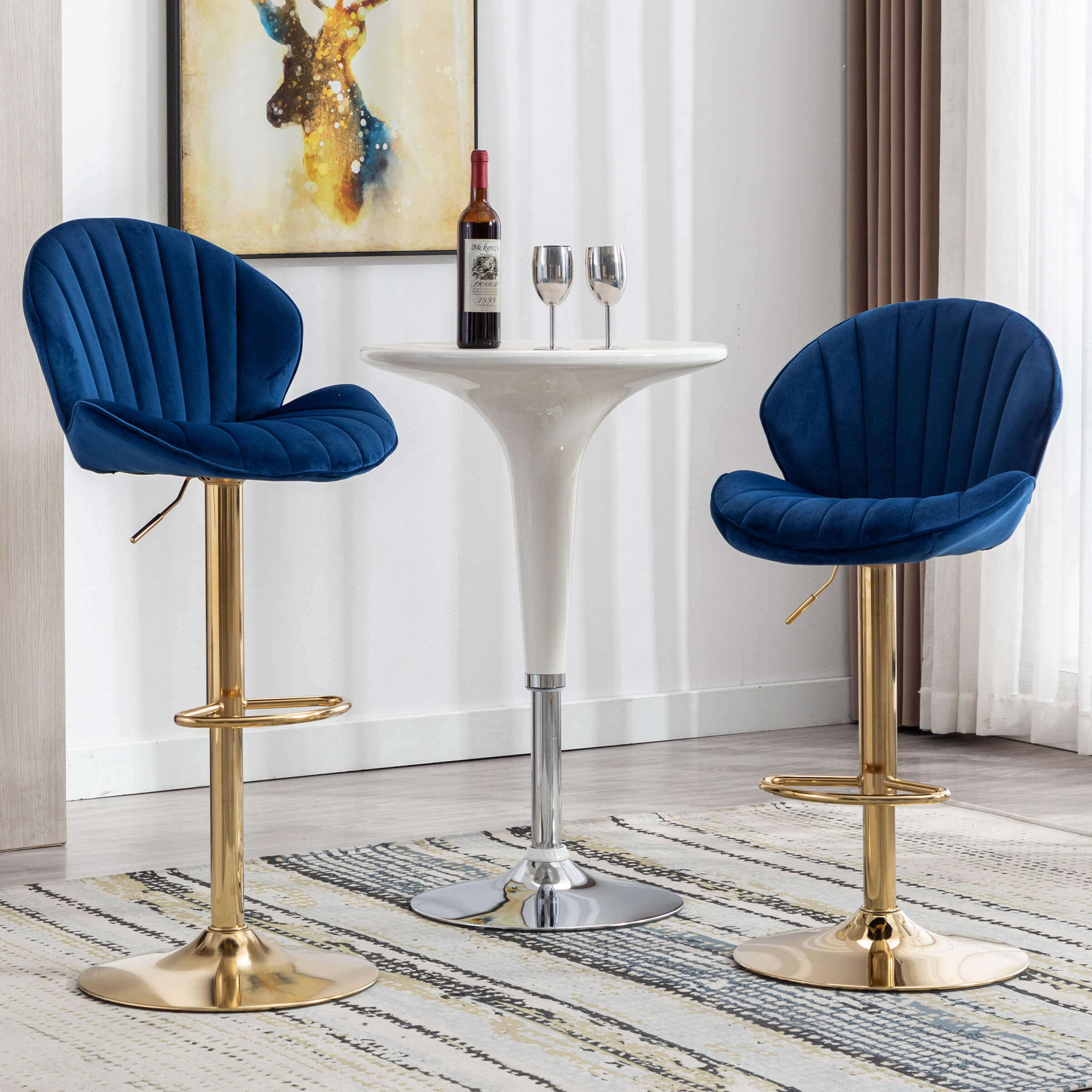 CHICAURA Modern Adjustable Swivel Bar Stools Set of 2 - 9022AB