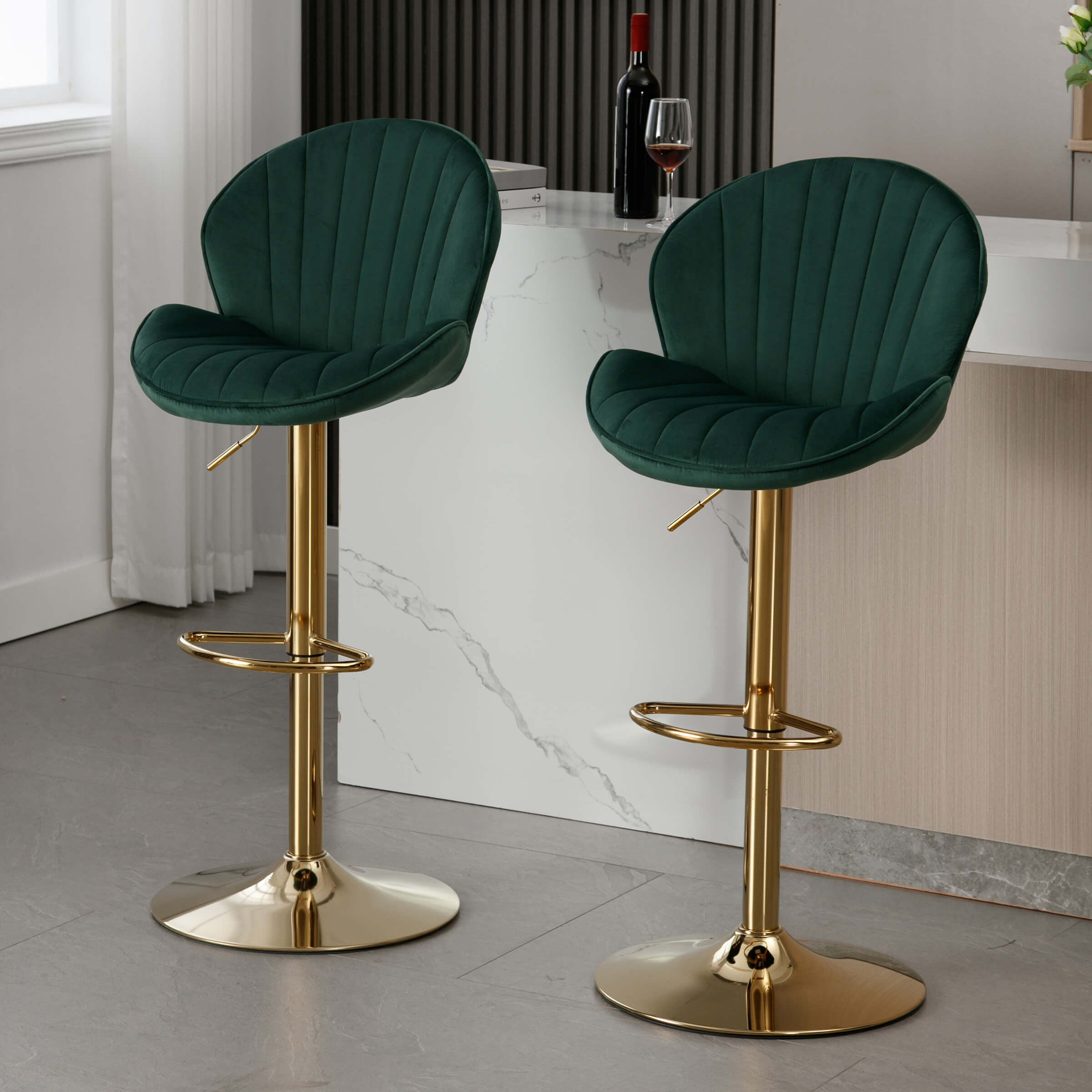 CHICAURA Modern Adjustable Swivel Bar Stools Set of 2 - 9022AB