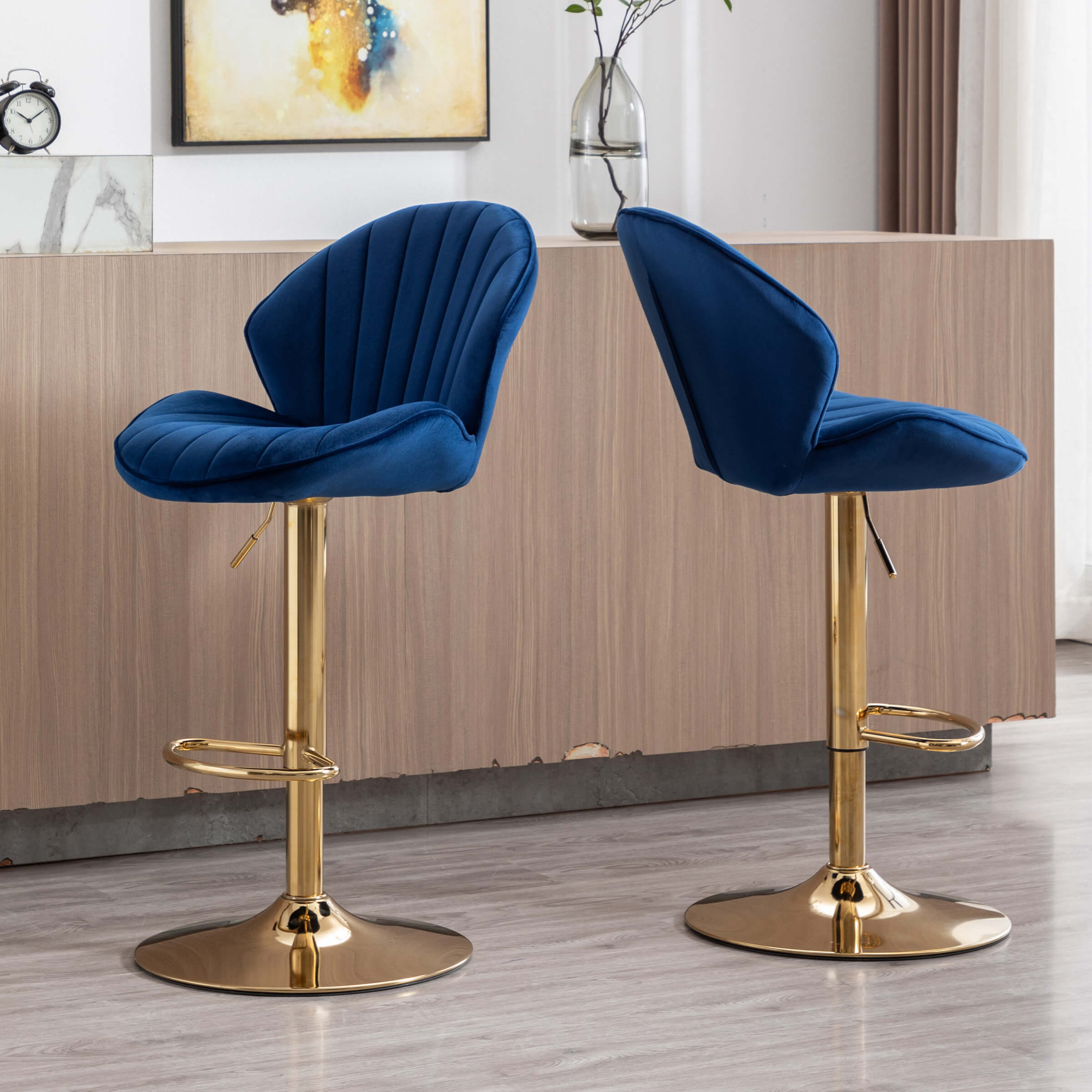 CHICAURA Modern Adjustable Swivel Bar Stools Set of 2 - 9022AB