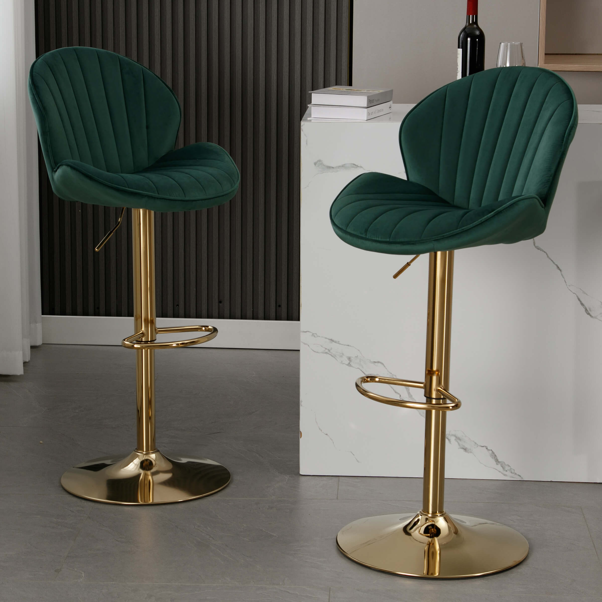 CHICAURA Modern Adjustable Swivel Bar Stools Set of 2 - 9022AB