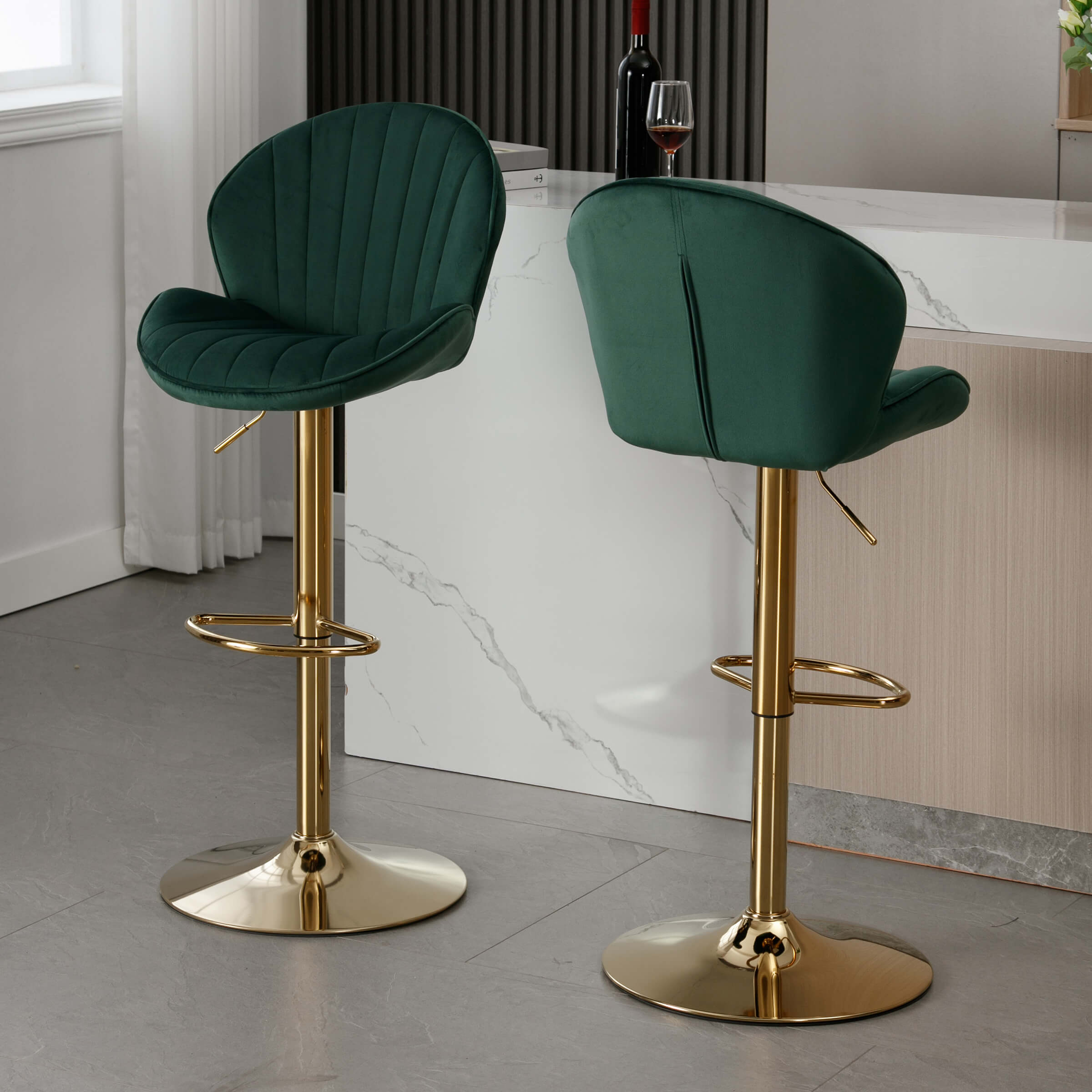 CHICAURA Modern Adjustable Swivel Bar Stools Set of 2 - 9022AB