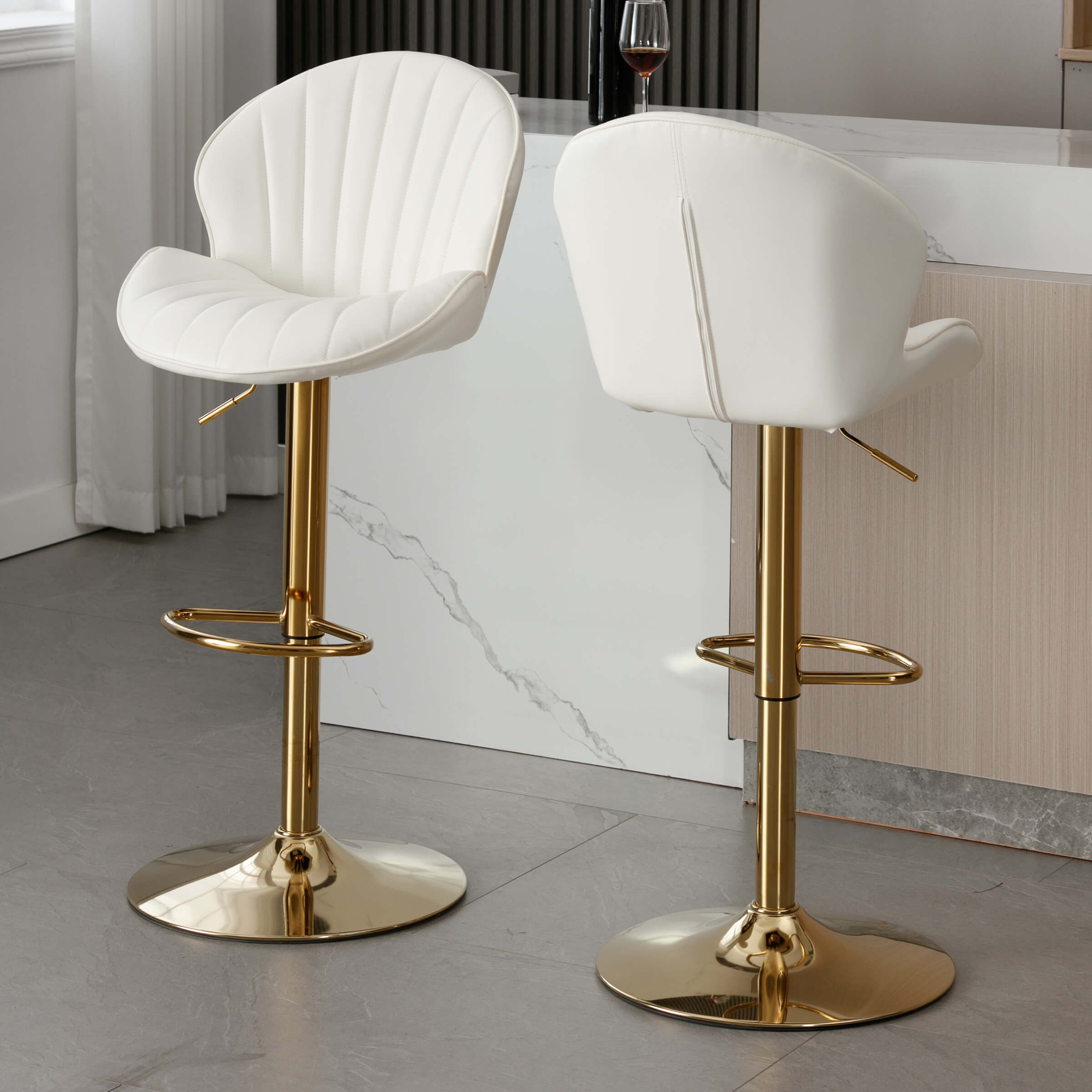 CHICAURA Modern Adjustable Swivel Bar Stools Set of 2 - 9022AB