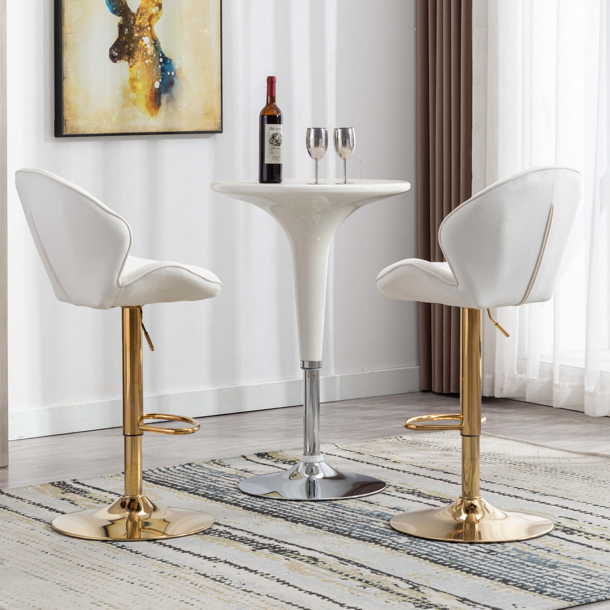 CHICAURA Modern Adjustable Swivel Bar Stools Set of 2 - 9022AB
