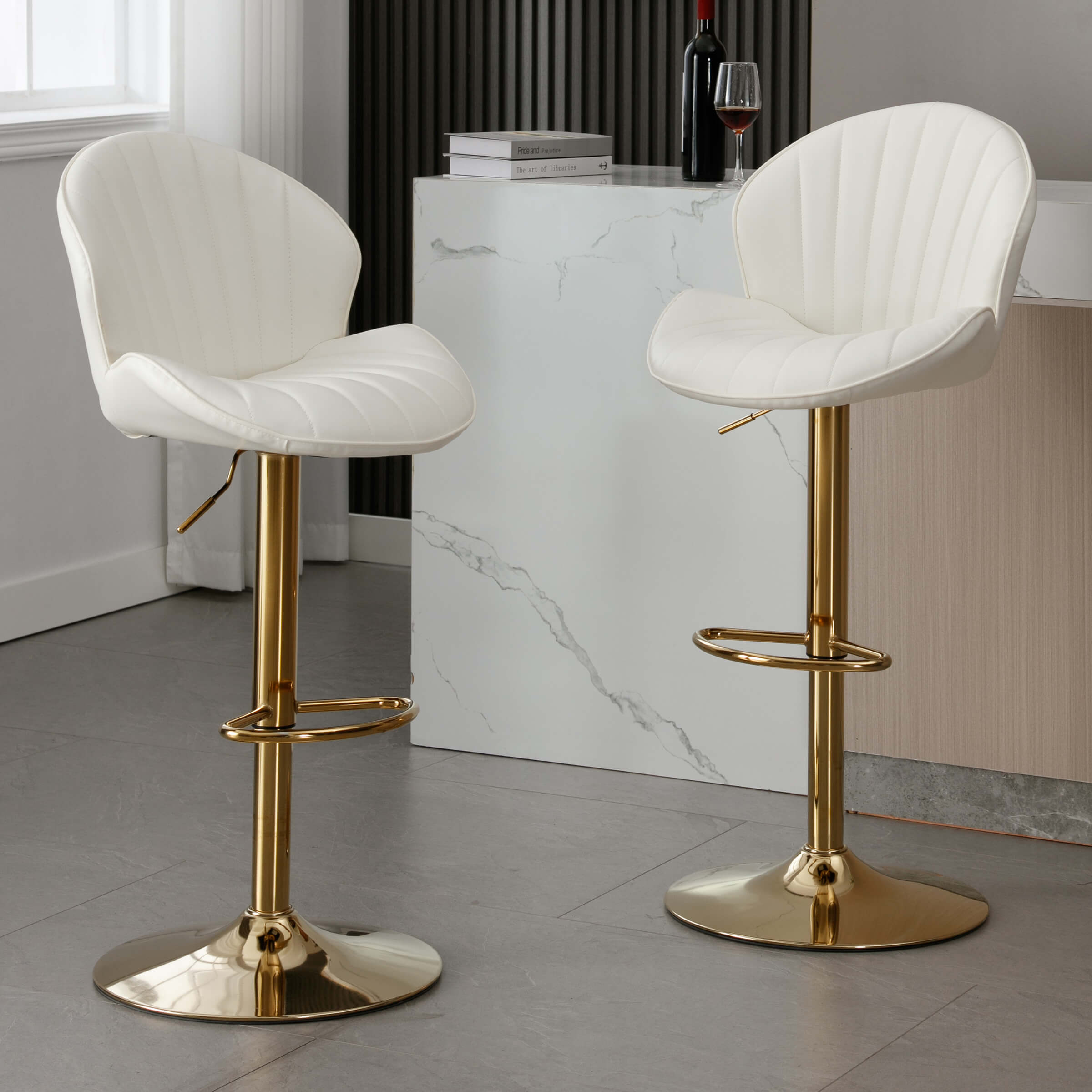 CHICAURA Modern Adjustable Swivel Bar Stools Set of 2 - 9022AB
