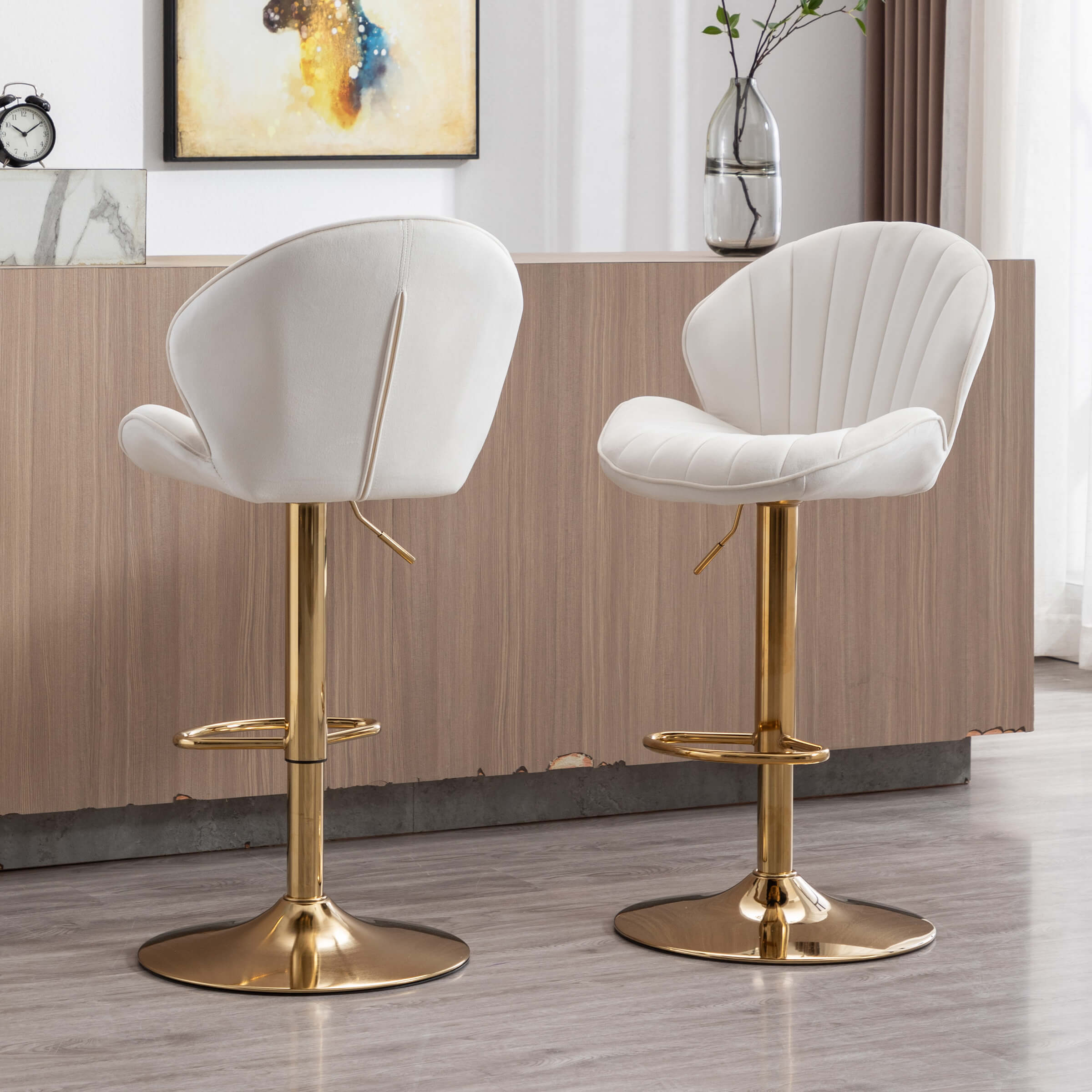 CHICAURA Modern Adjustable Swivel Bar Stools Set of 2 - 9022AB