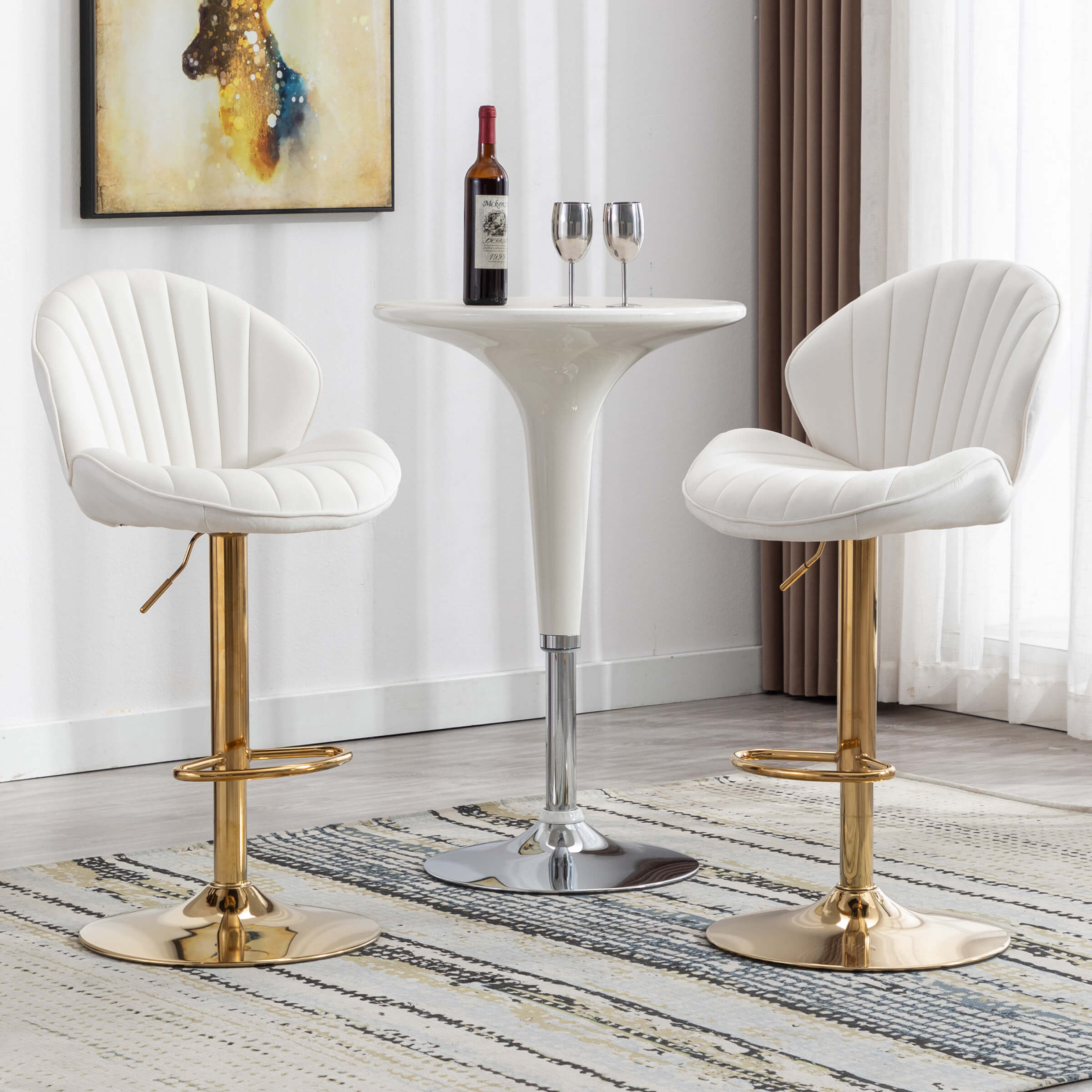 CHICAURA Modern Adjustable Swivel Bar Stools Set of 2 - 9022AB