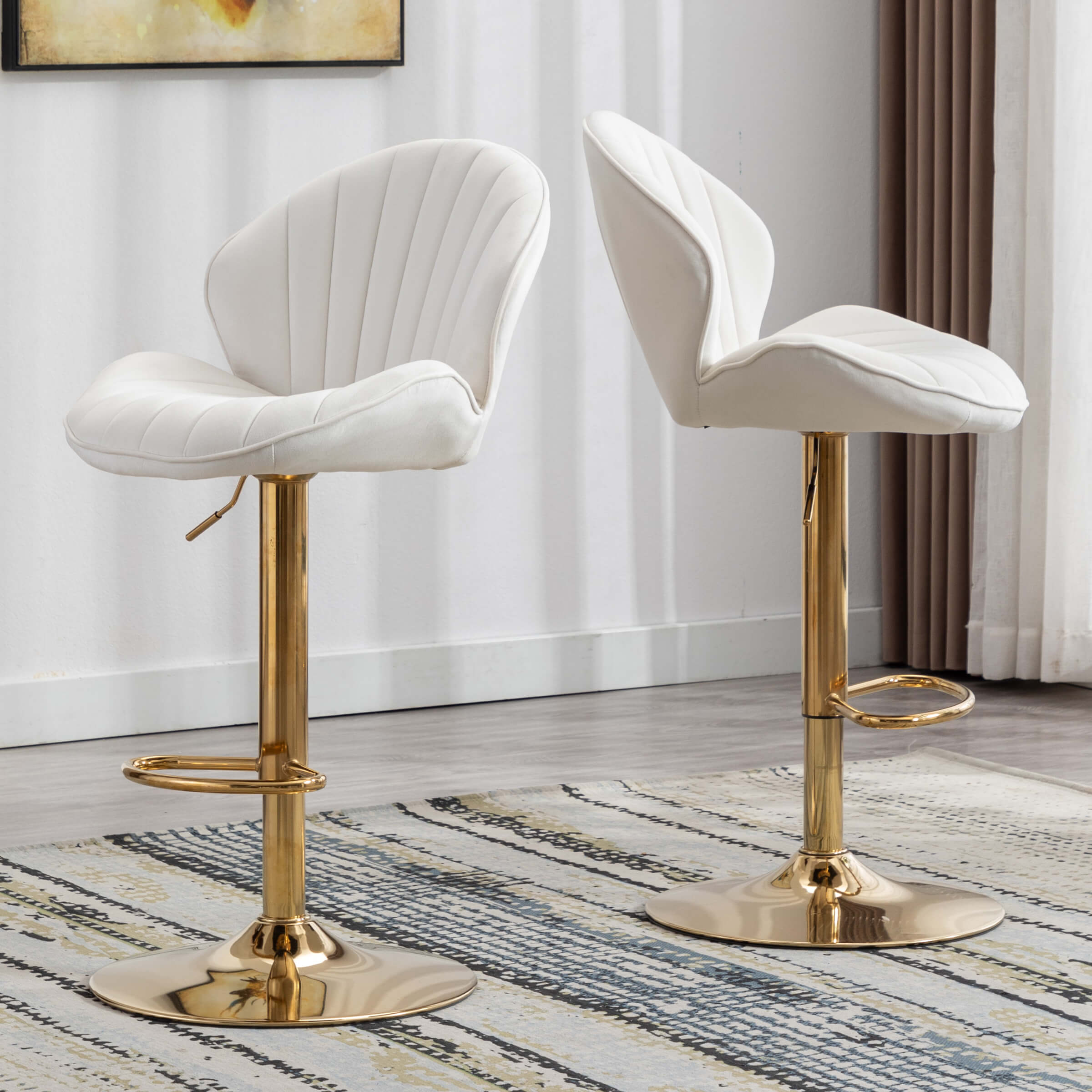 CHICAURA Modern Adjustable Swivel Bar Stools Set of 2 - 9022AB