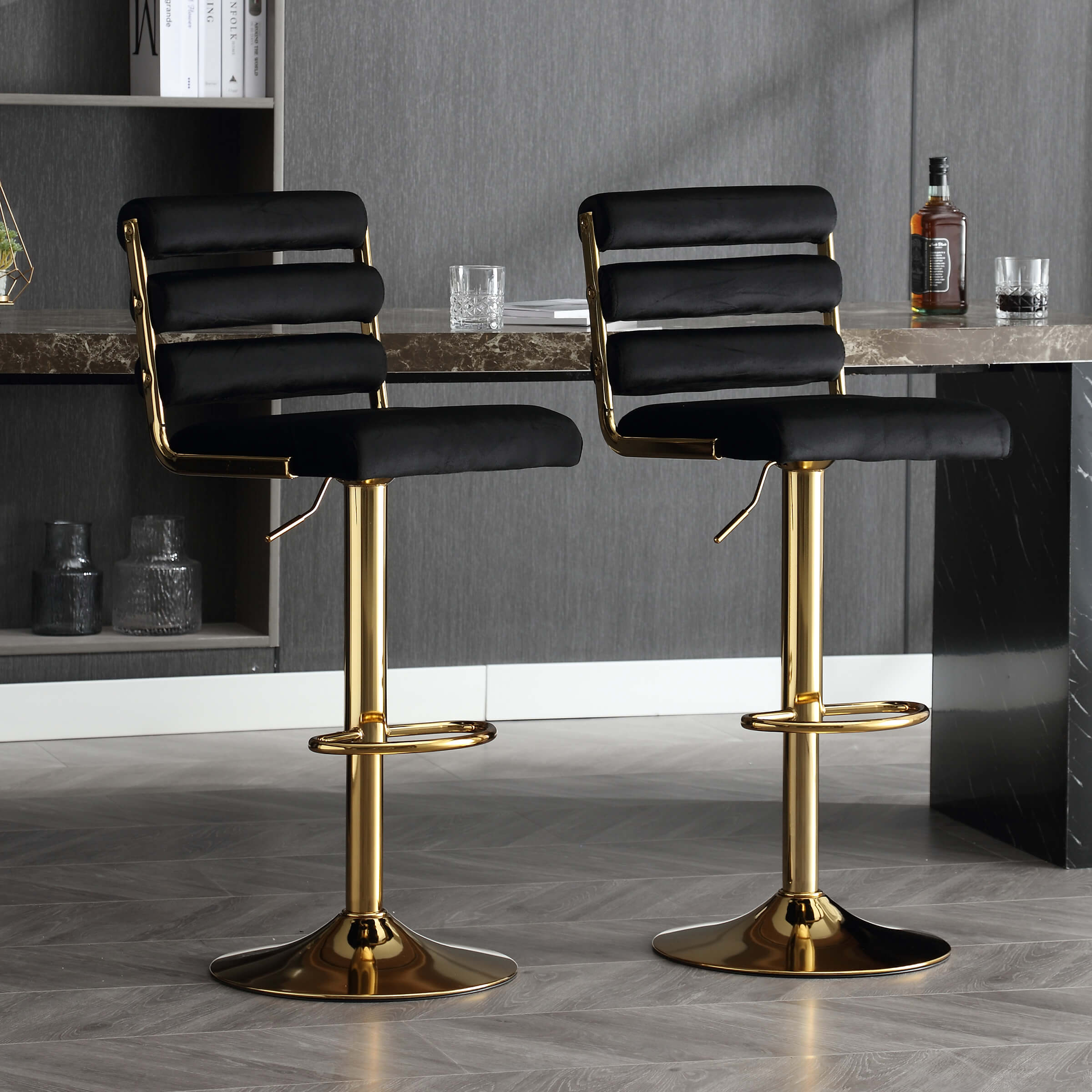 CHICAURA Glam Adjustable Swivel Bar Stools Set of 2 - 1715AB