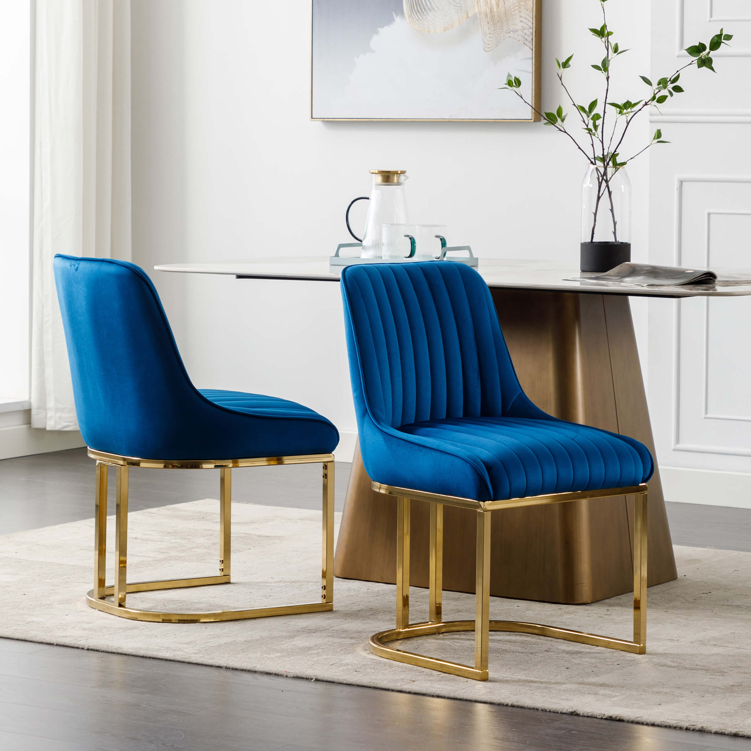 CHICAURA Armless Dining Chairs With Gold Legs Set of 2 - 9043DC