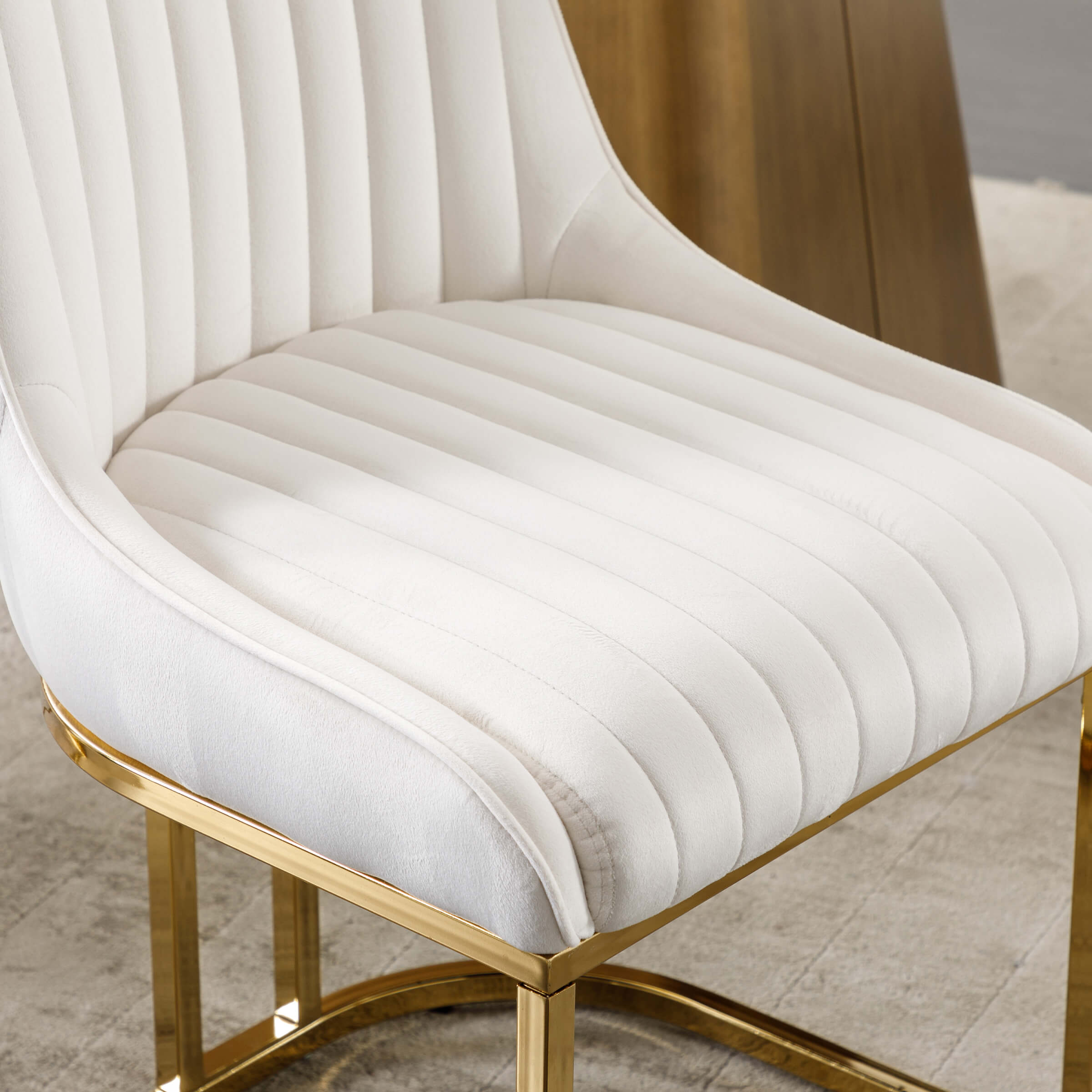 CHICAURA Armless Dining Chairs With Gold Legs Set of 2 - 9043DC