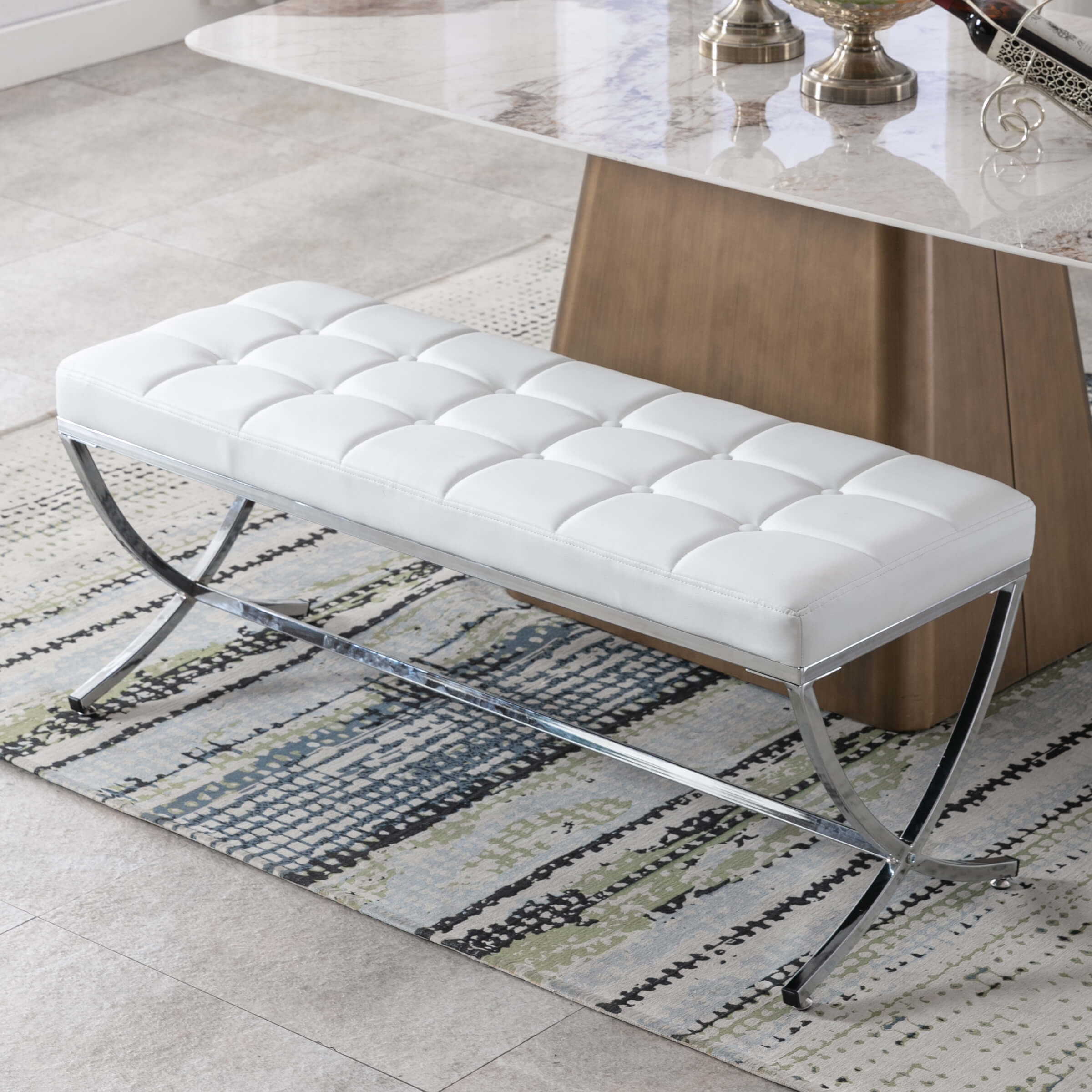 ROCITY Modern Button Tufted Entryway Bench - 3075BH
