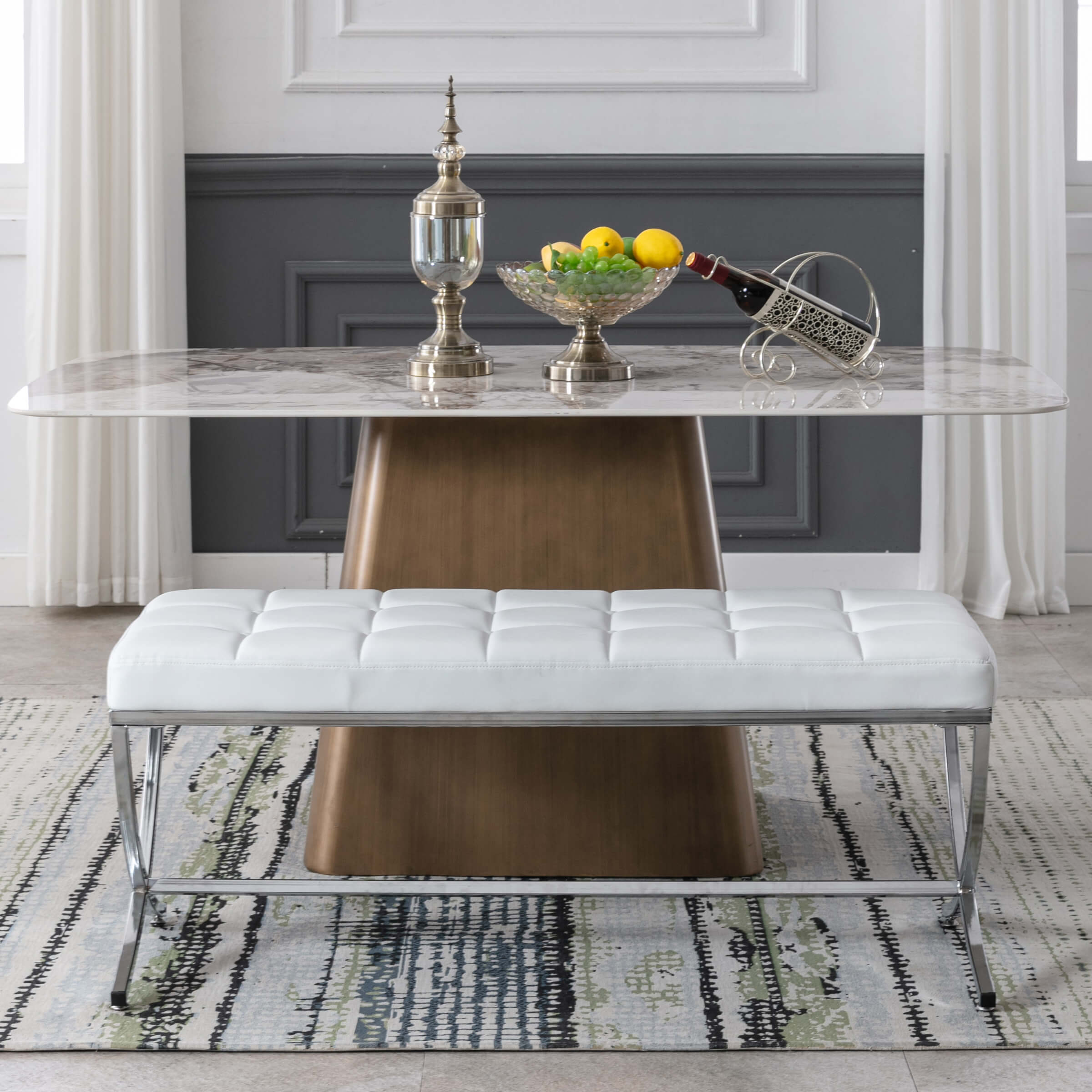 ROCITY Modern Button Tufted Entryway Bench - 3075BH