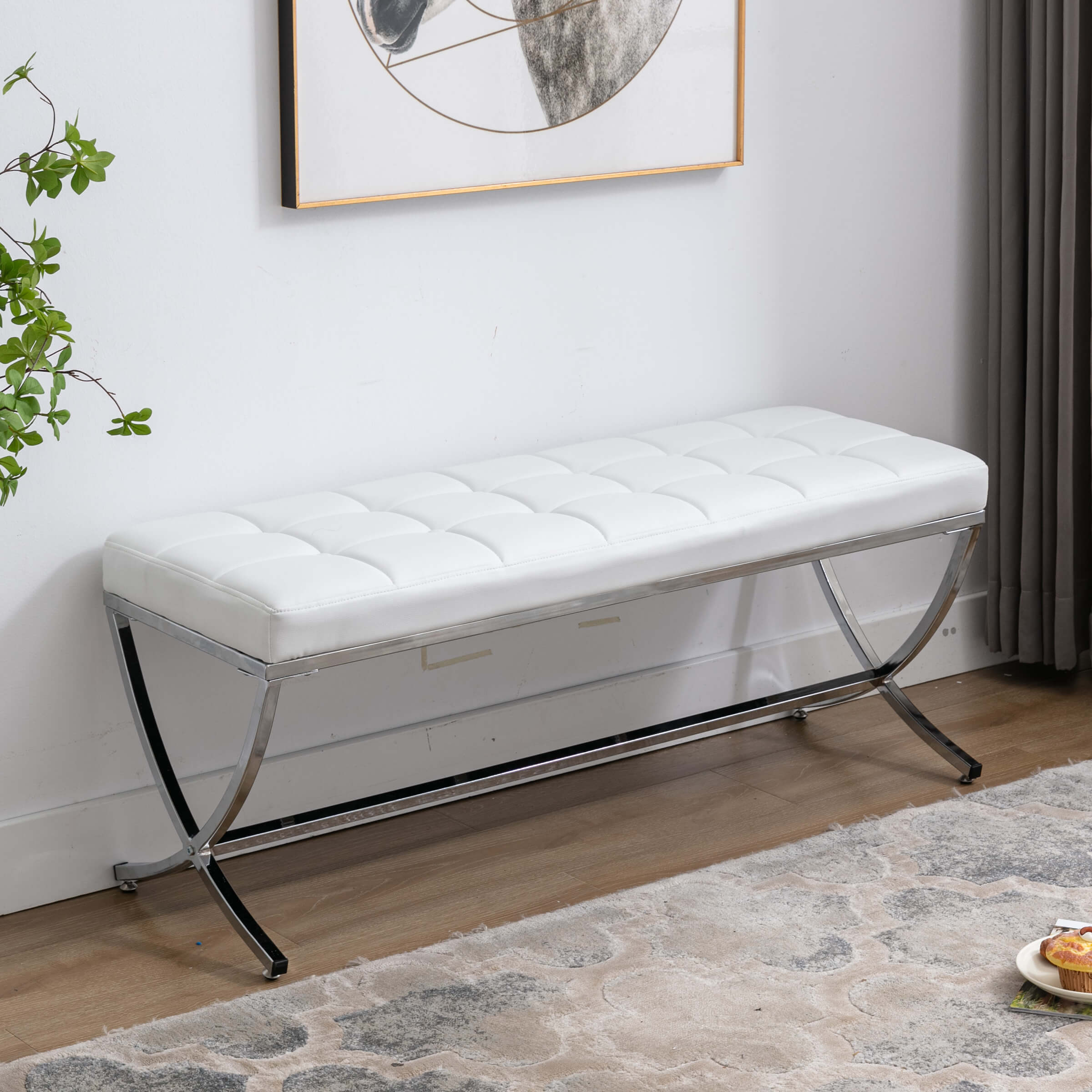 ROCITY Modern Button Tufted Entryway Bench - 3075BH