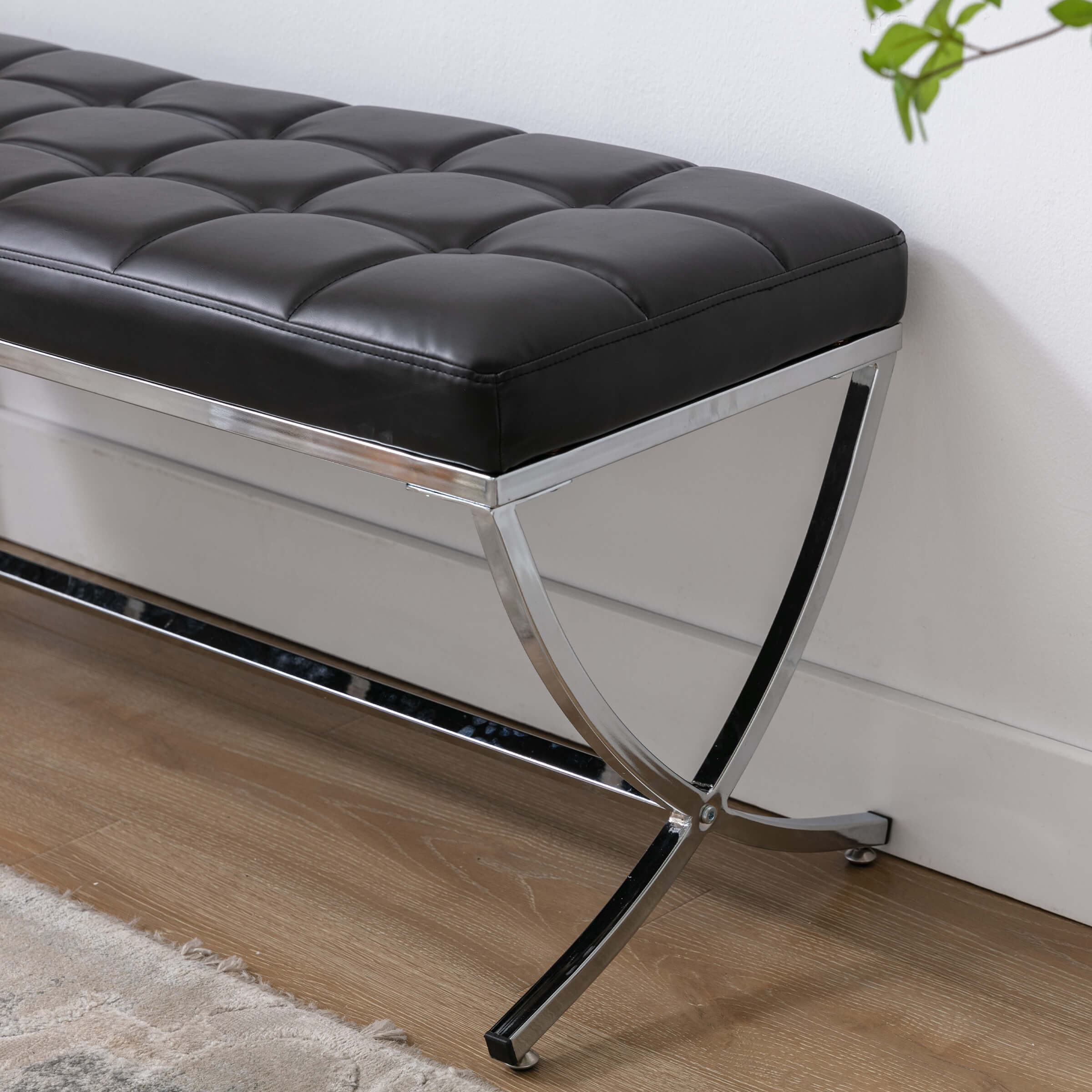 ROCITY Modern Button Tufted Entryway Bench - 3075BH