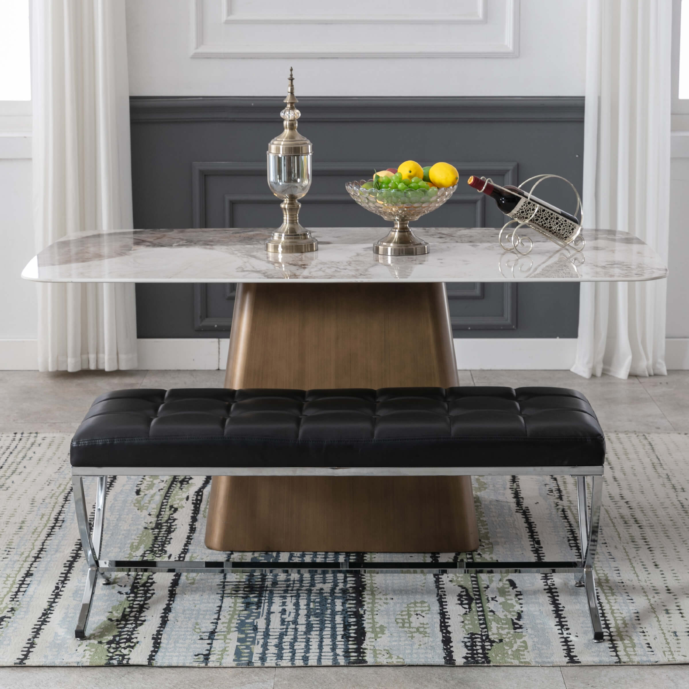 ROCITY Modern Button Tufted Entryway Bench - 3075BH