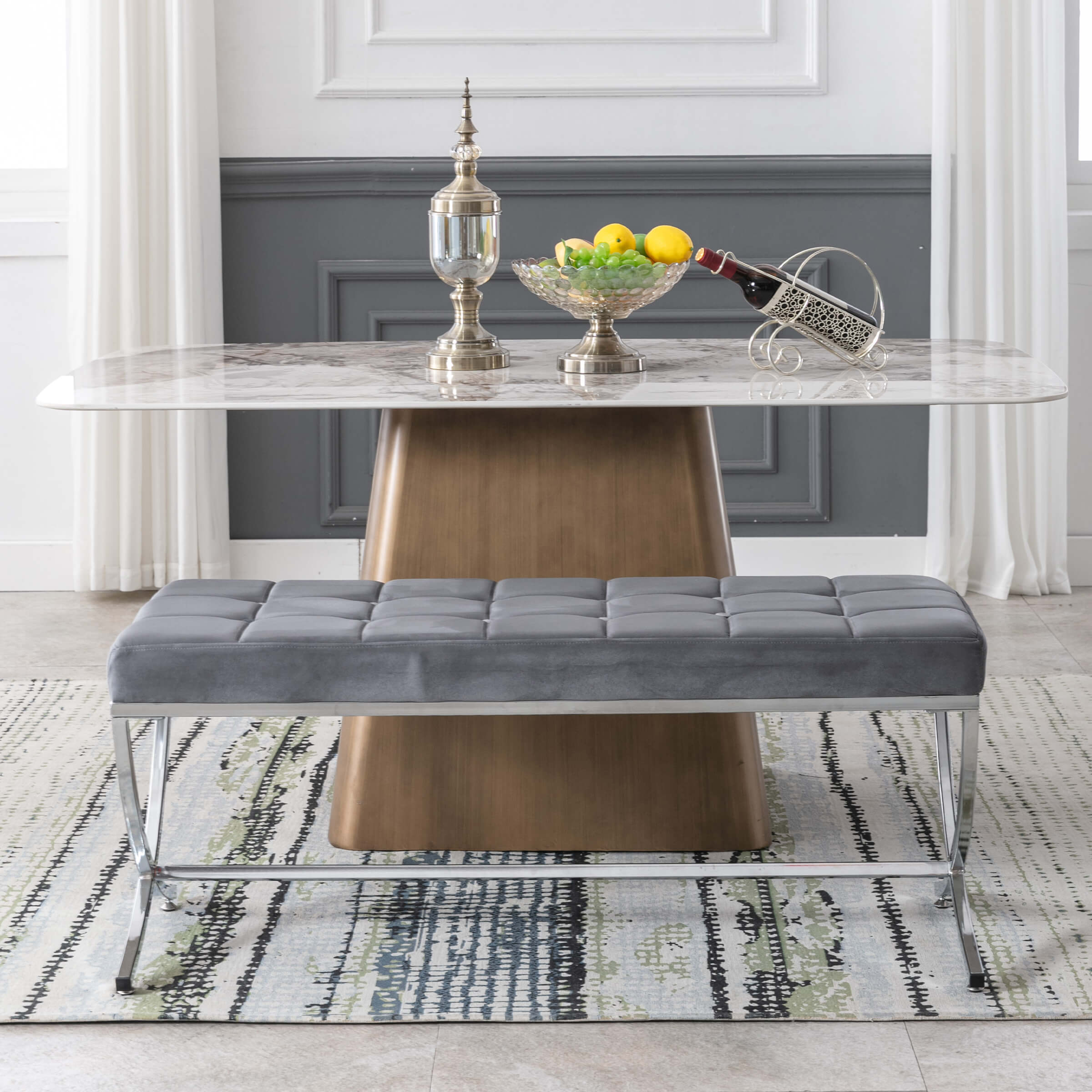 ROCITY Modern Button Tufted Entryway Bench - 3075BH