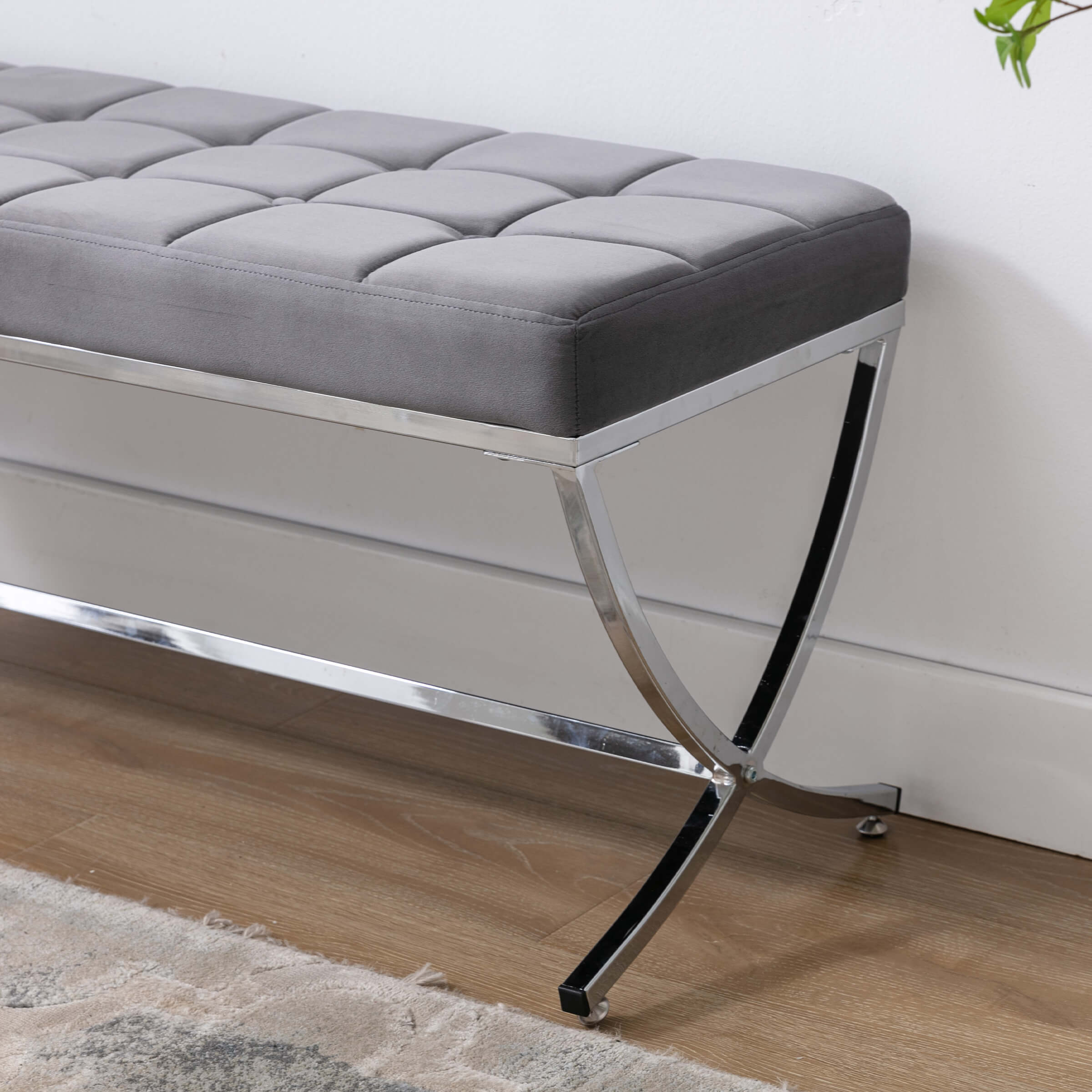 ROCITY Modern Button Tufted Entryway Bench - 3075BH