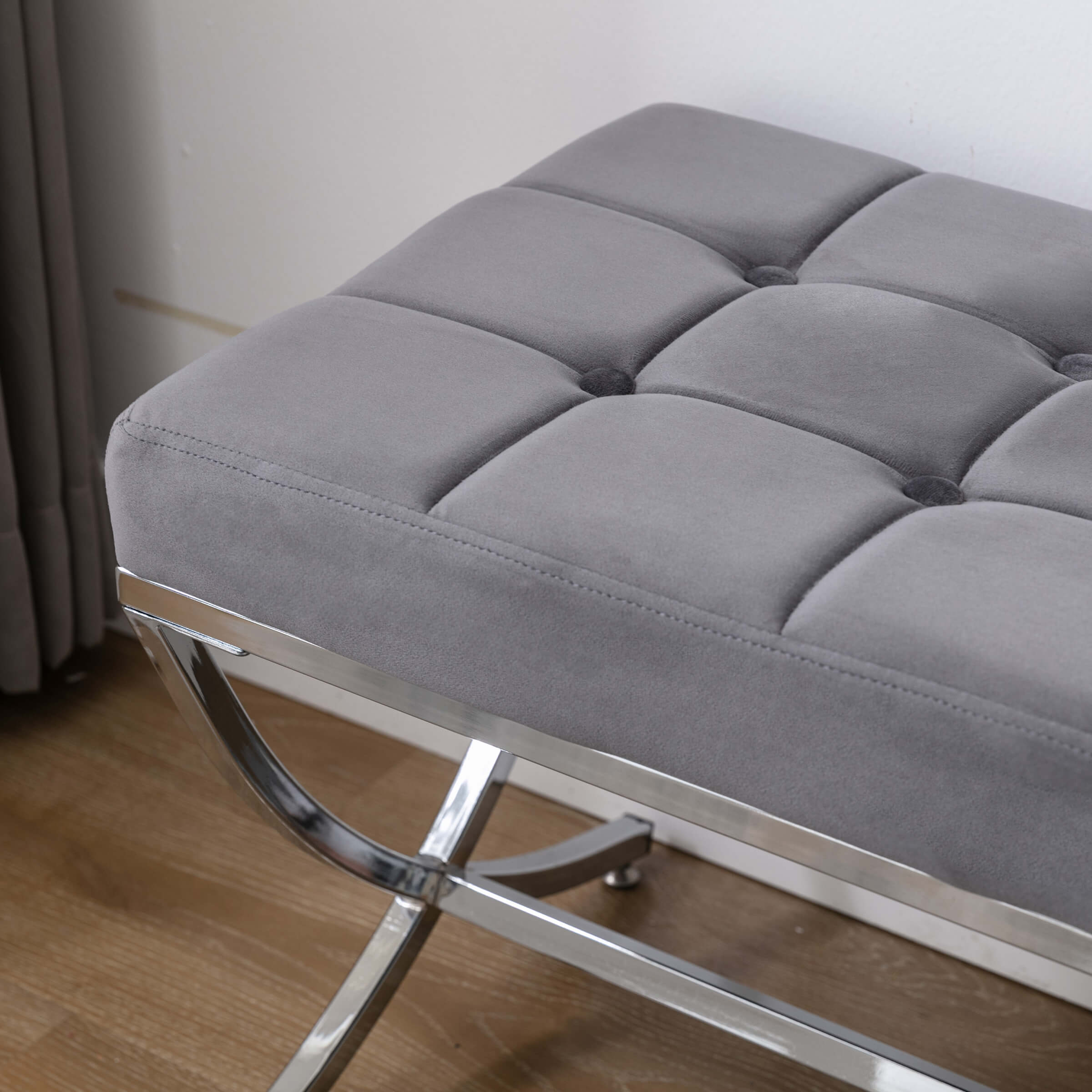 ROCITY Modern Button Tufted Entryway Bench - 3075BH