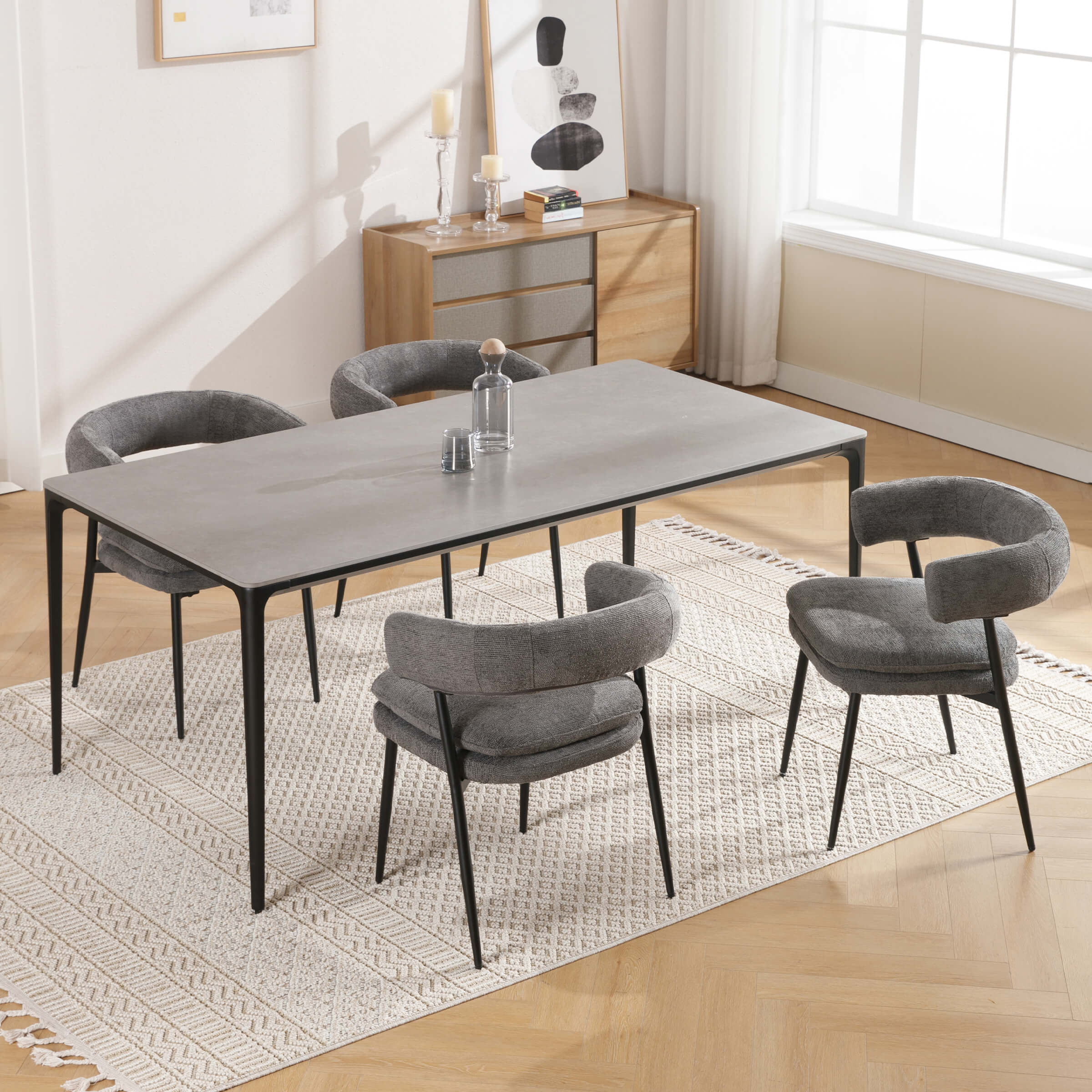 ROCITY Modern Curved Open Back Dining Chairs Set of 2 - 23112DC